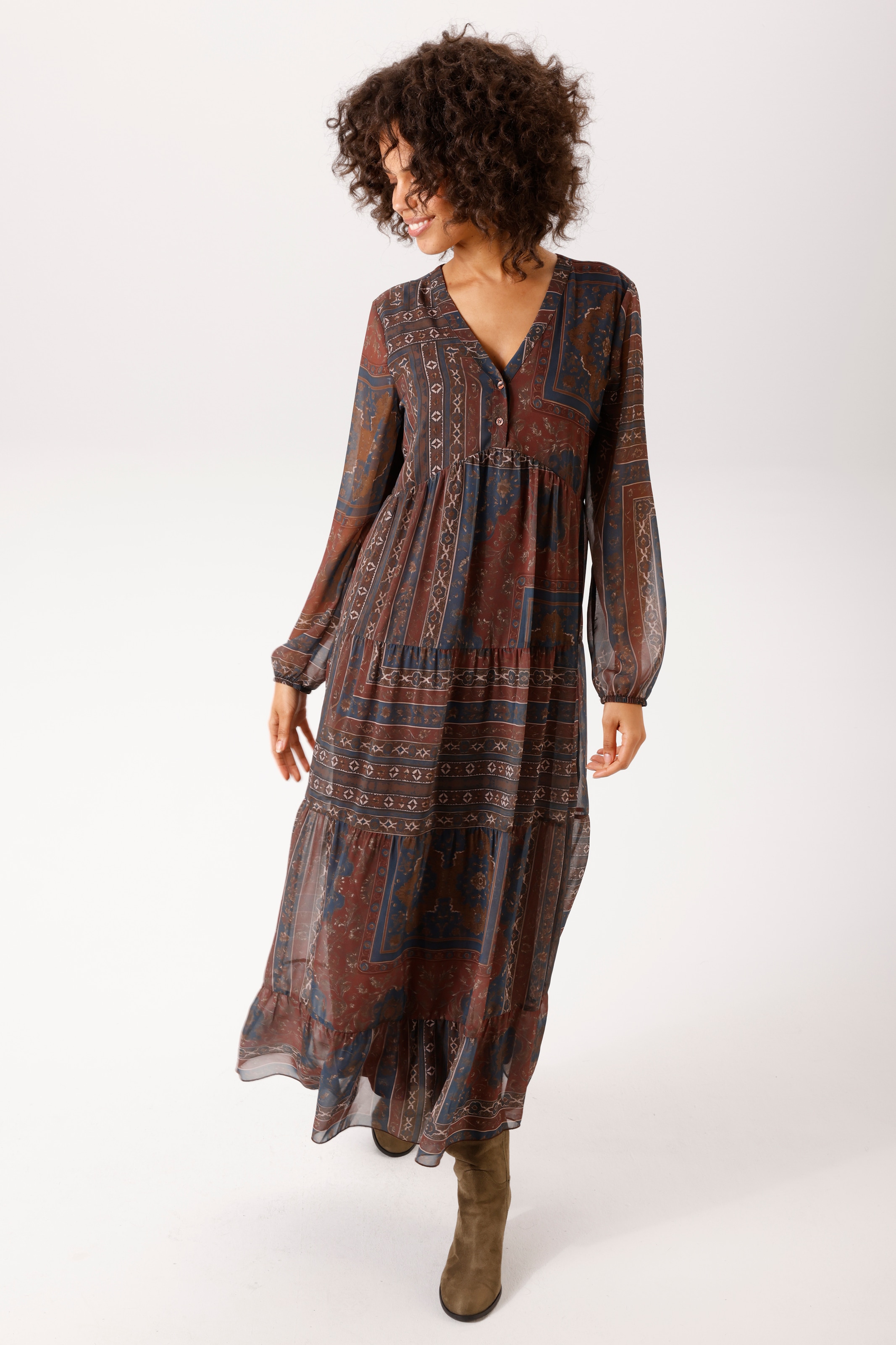Aniston CASUAL Maxikleid im Folklore-Look - jedes Teil ein Unikat - NEUE KOLLEKTION