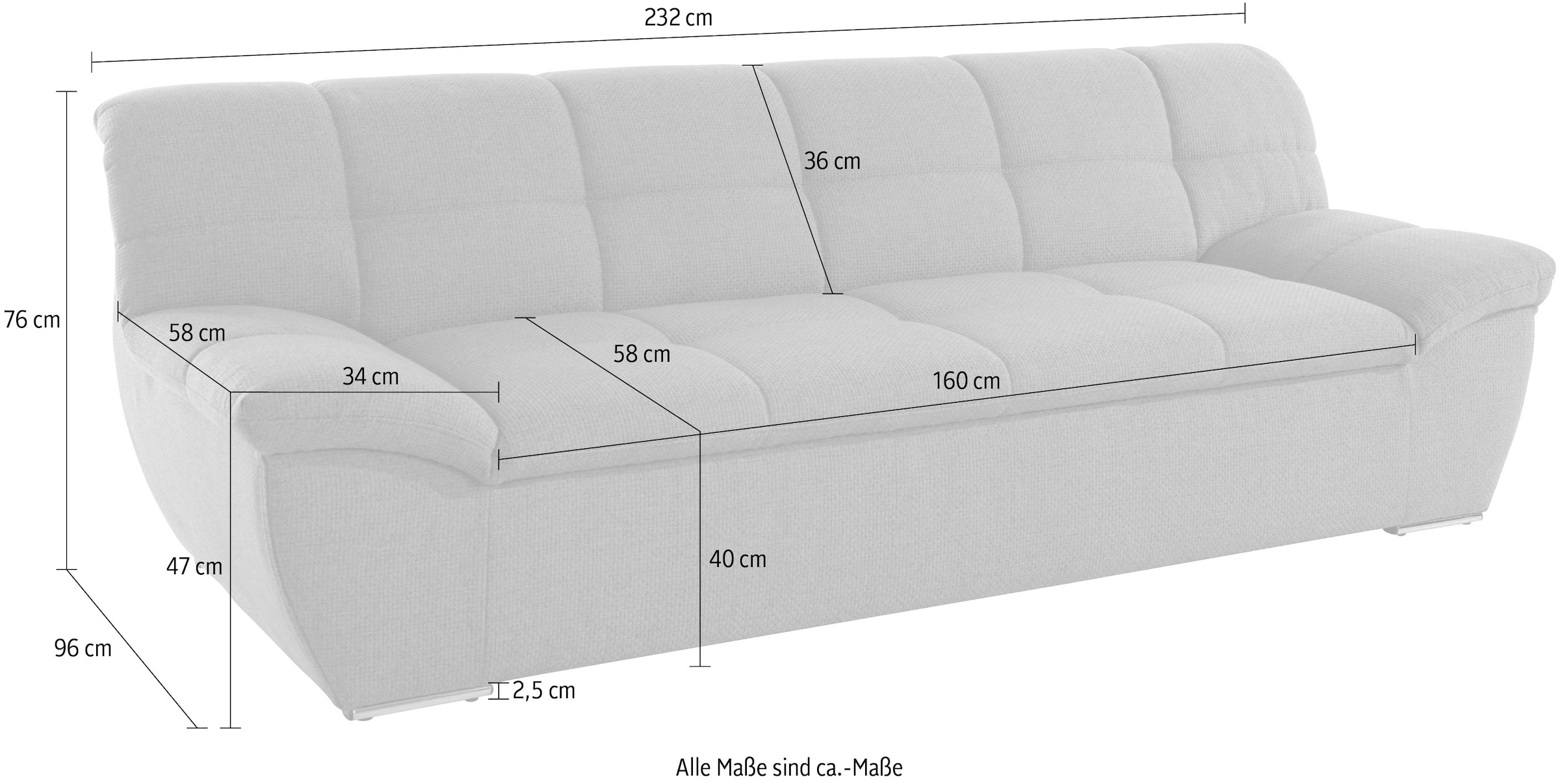 DOMO collection 3-Sitzer »Lagoa, moderne Sitzheftung, bequem und komfortabel«, frei im Raum stellbar, in großer Farbauswahl