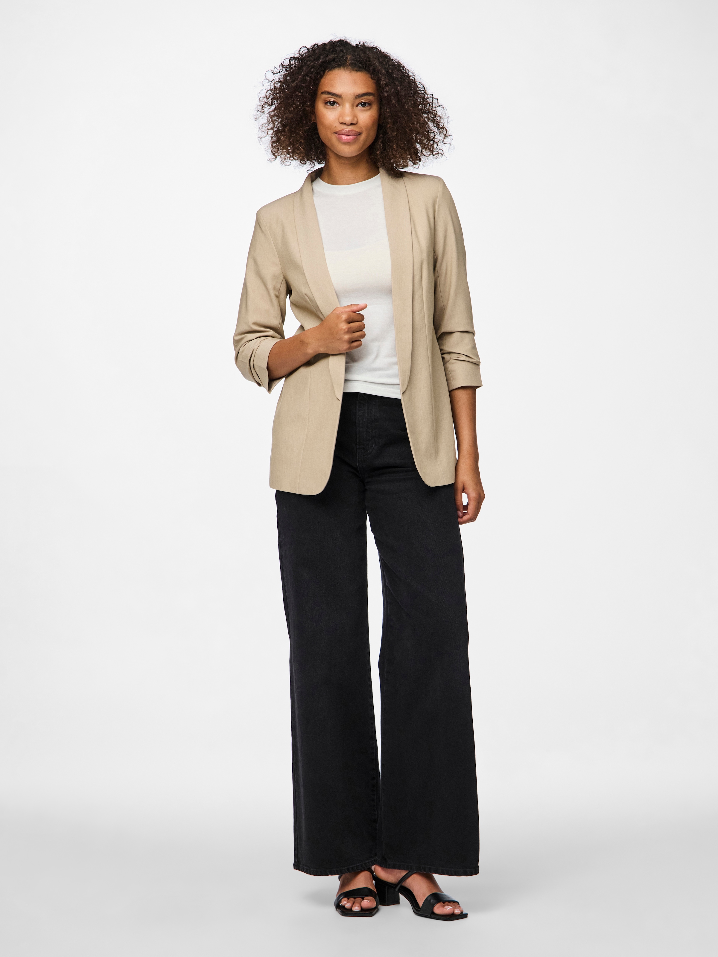 pieces Blusenblazer »PCBOSELLA 3/4 BLAZER NOOS« Materialmix, regular fit