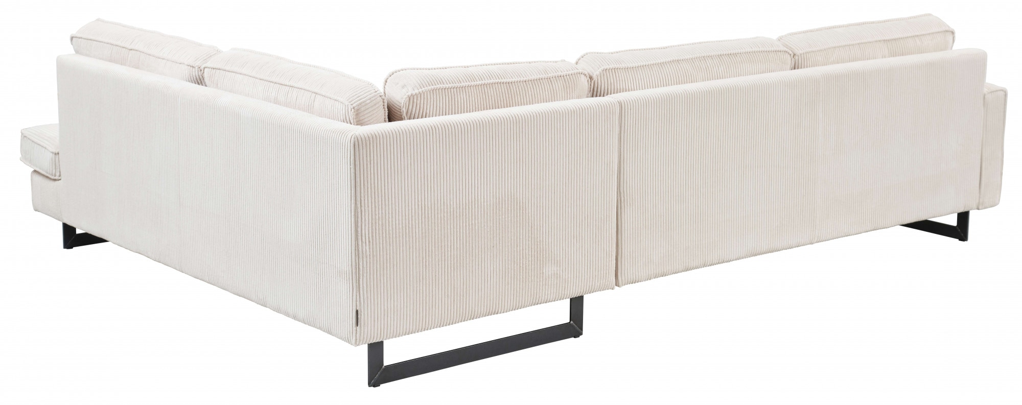 Places of Style Ecksofa »Pinto, 290 cm, Cord, Chenille, Lederoptik, Ottomane links / rechts«, mit Keder, schwarze Metallfüße, Wellenunterfederung
