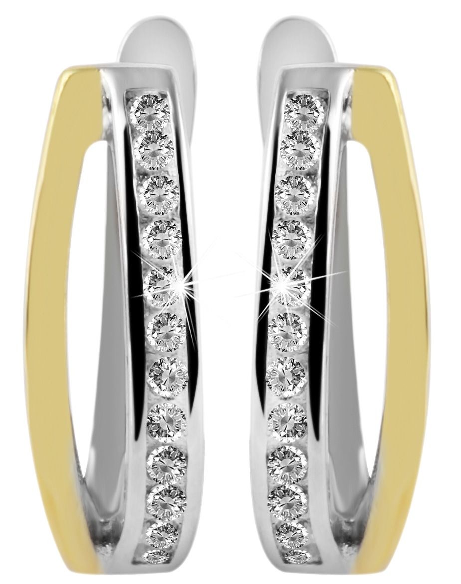 Adelia´s Paar Creolen »Damen Ohrringe ¿ Klappcreole aus 925 Silber mit Zirkonia«