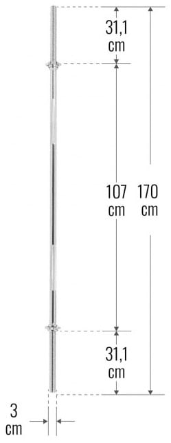GORILLA SPORTS Langhantelstange »Langhantelstange 170 cm 10 kg mit Sternverschluss«, Chrom, 170 cm