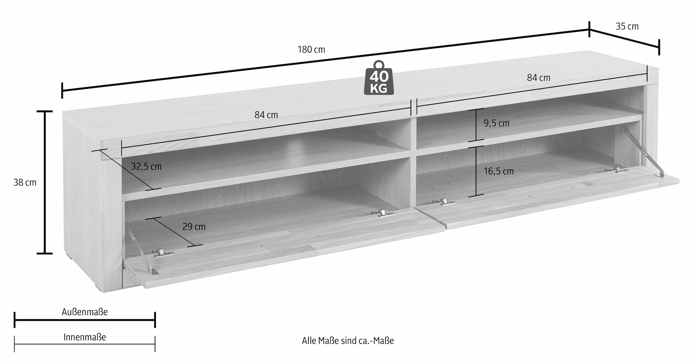 Home affaire Lowboard »Ribe«, Breite 180 cm