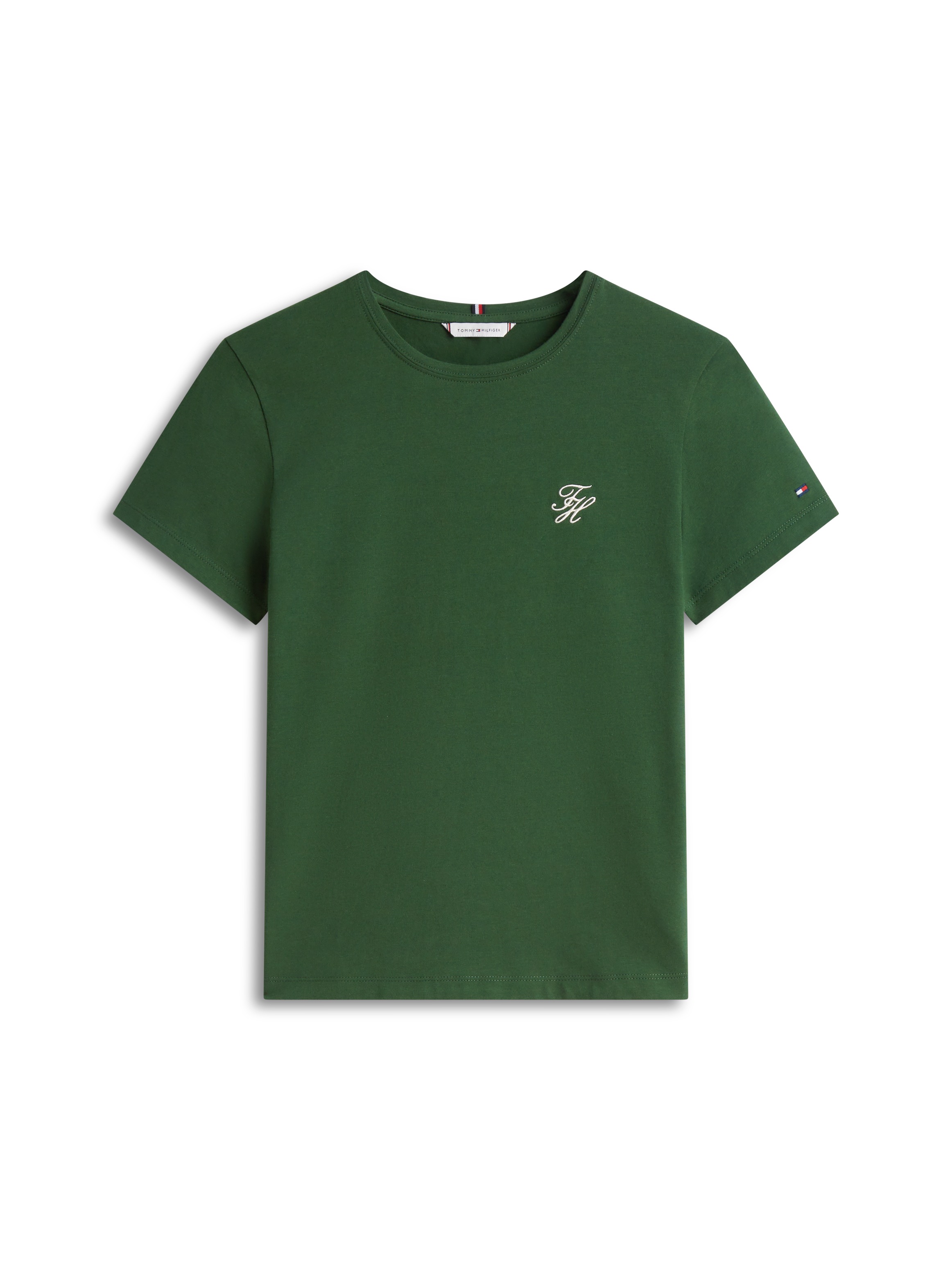 Tommy Hilfiger Kurzarmshirt »TH SCRIPT REG C-NK SS TEE« Stretch, Baumwollmischung, regular fit