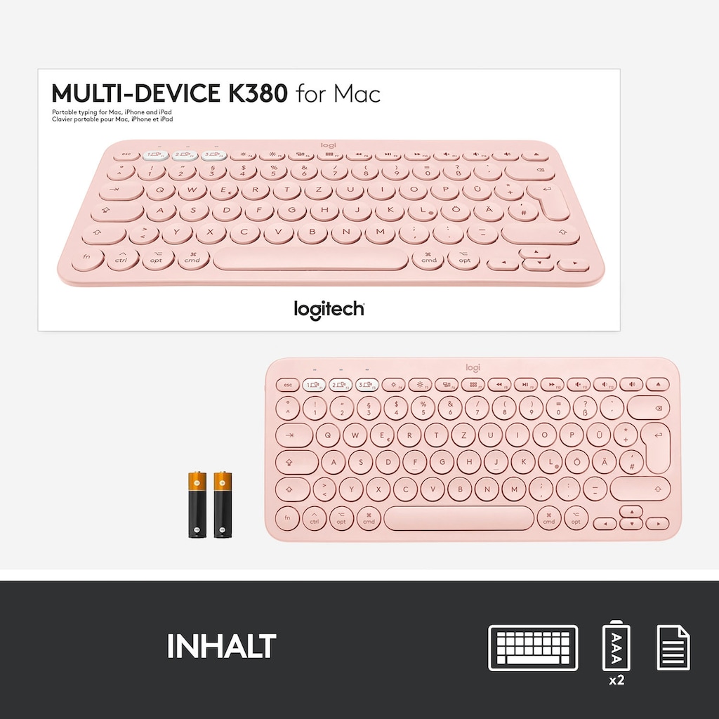 Logitech Apple-Tastatur »K380 Rose«, (Easy-Switch-iOS Sondertasten)