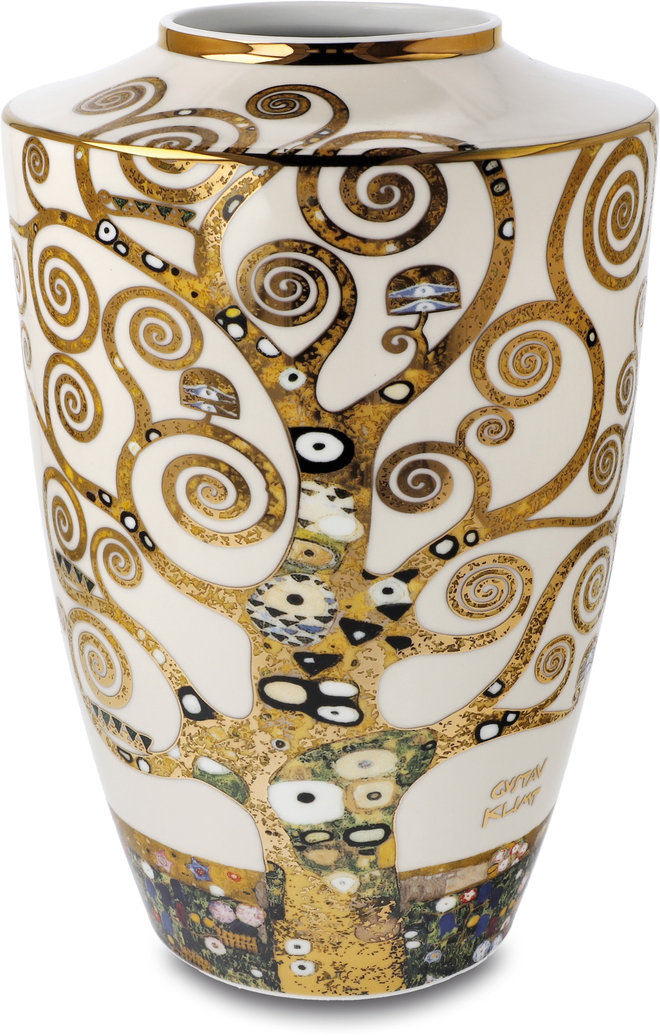 Tischvase »Vase Gustav Klimt - "Der Lebensbaum"«, (1 St.), aus Porzellan, Höhe ca. 24 cm