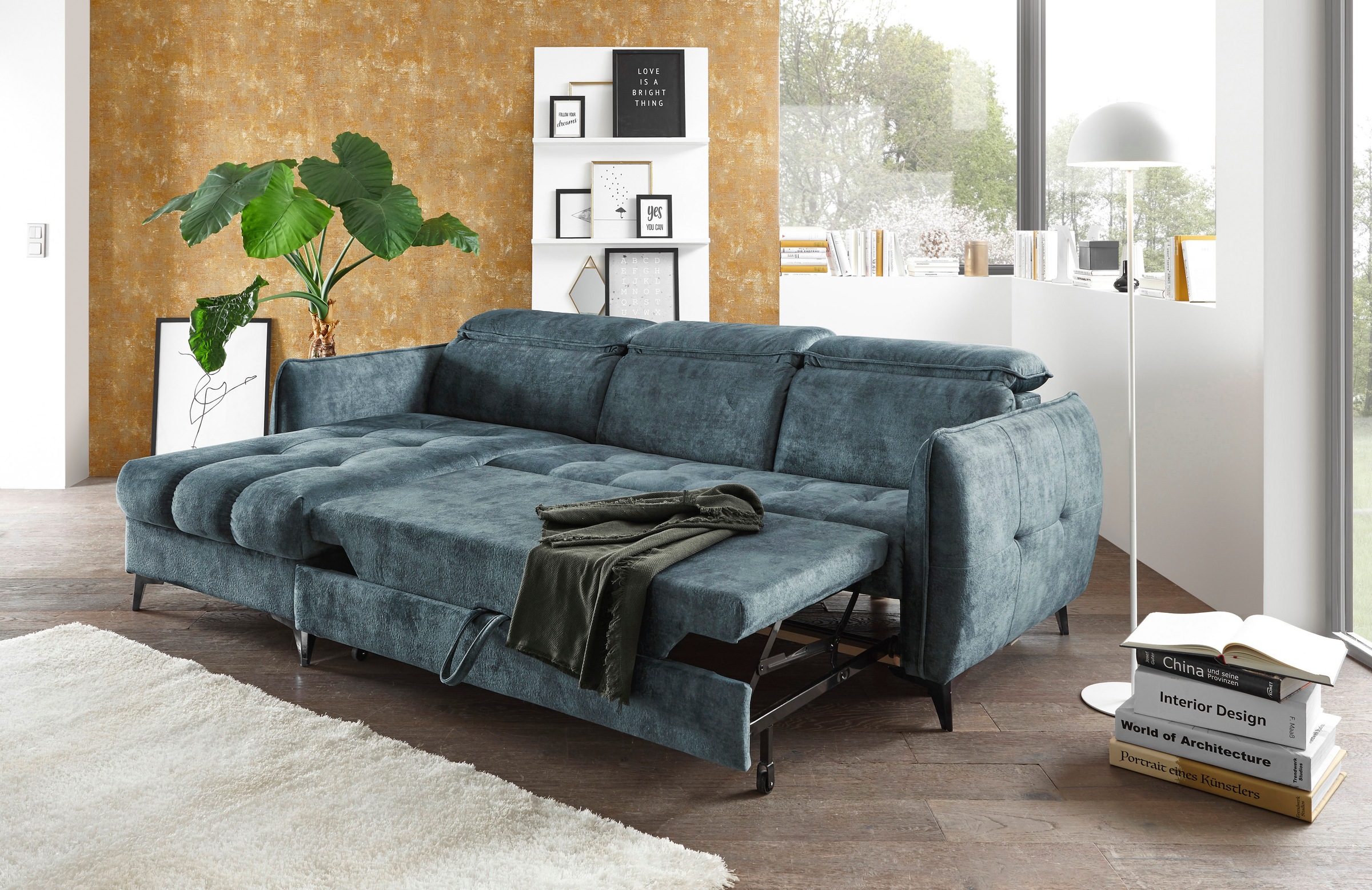 ED EXCITING DESIGN Ecksofa »Togo«, Bettfunktion, Bettkasten, frei im Raum stellbar, Kopfteilverstellung