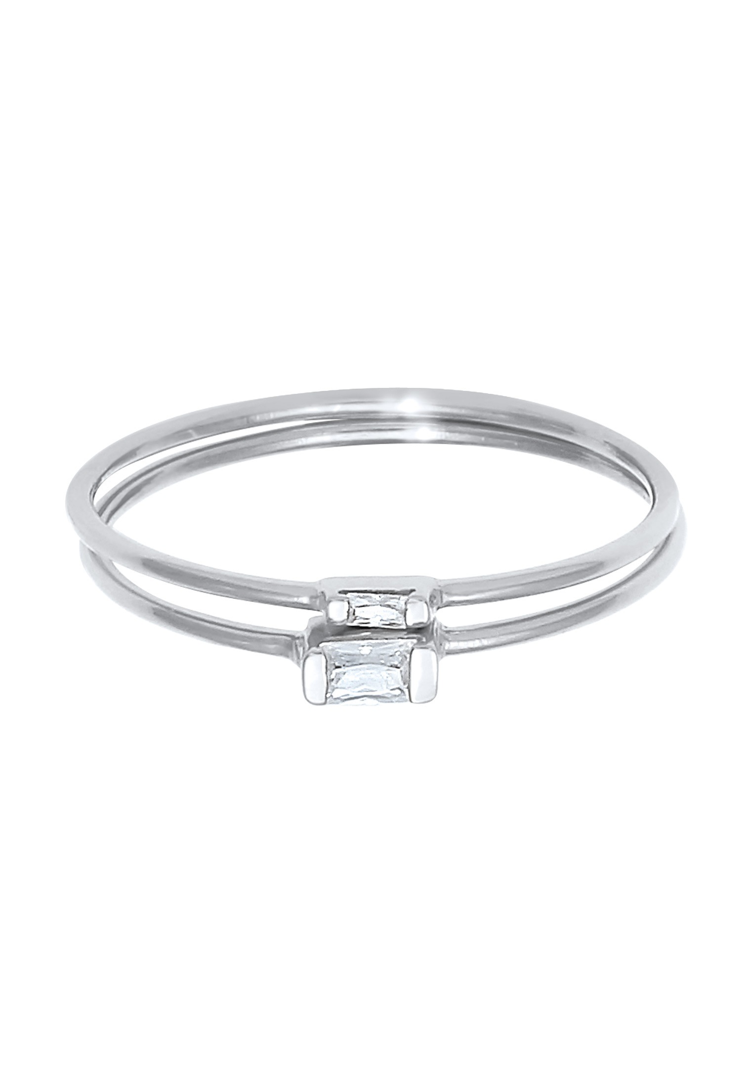 Elli Ring-Set »Ring Stapelringe Zirkonia Rechteck (2 tlg) 925 Silber«