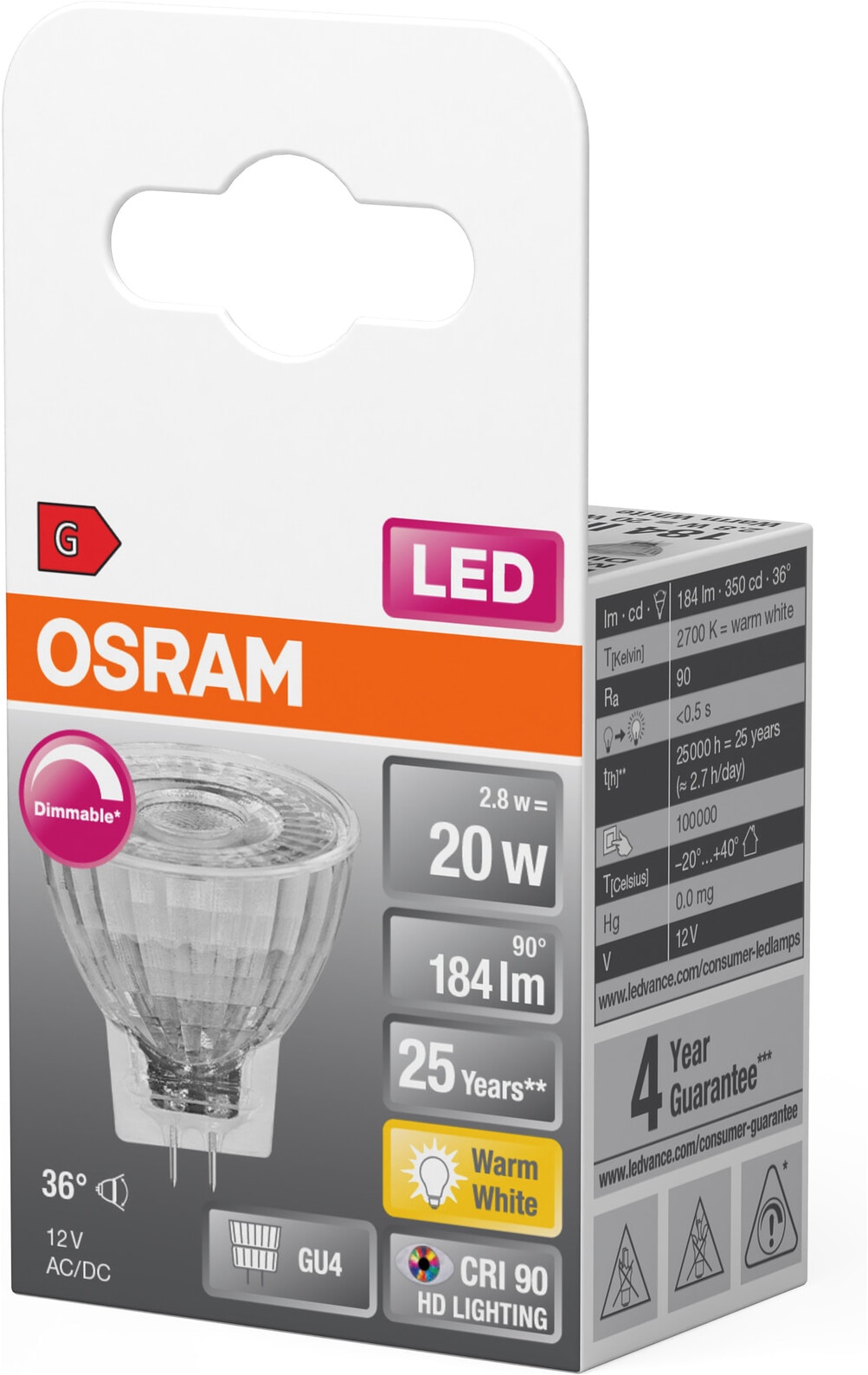 Osram LED-Leuchtmittel »LED SUPERSTAR  MR11  36°« G4 1 Stk. Warmweiß