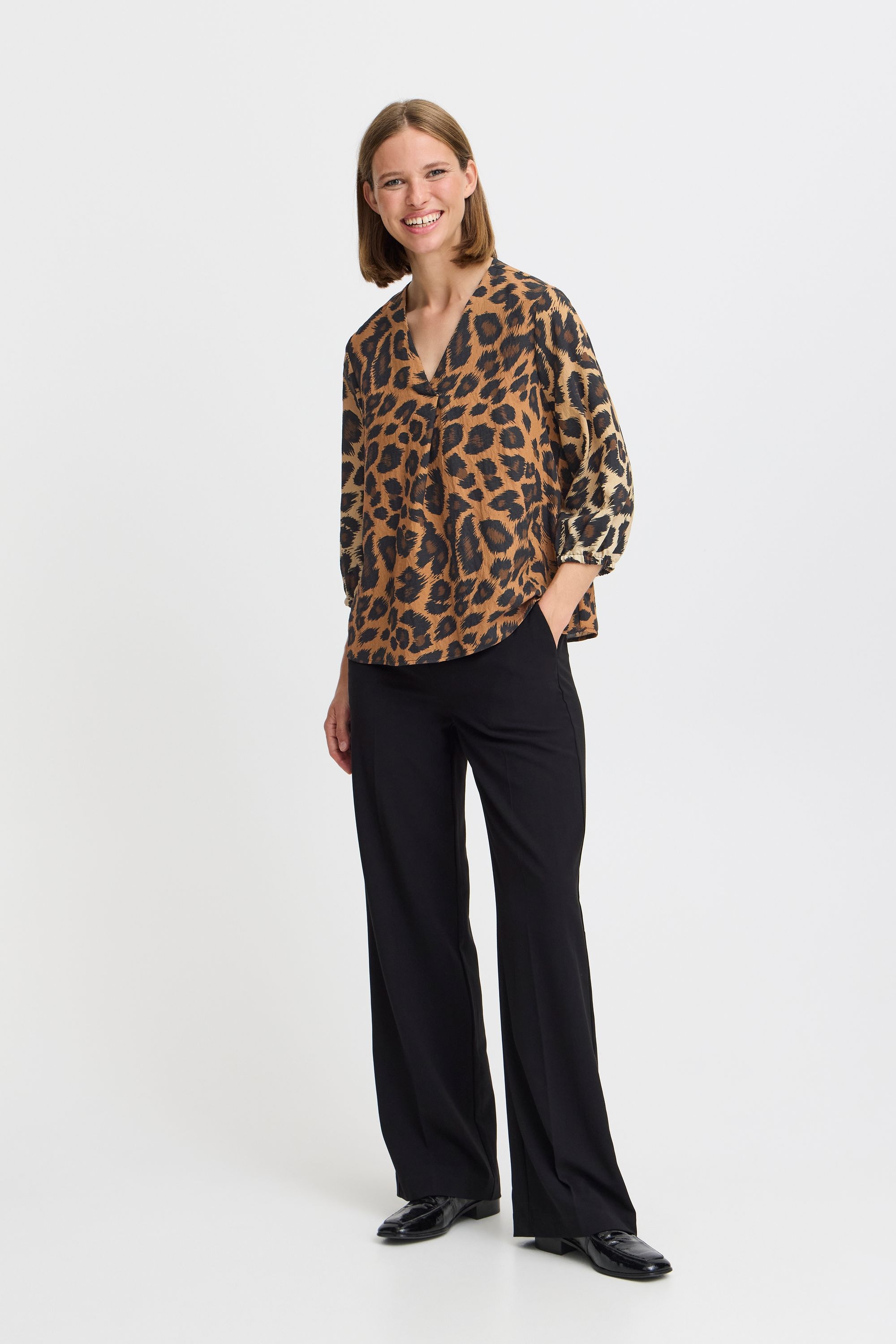 b.young Tunika »Kurzarmbluse BYHINVA LEOPARD BLOUSE -«