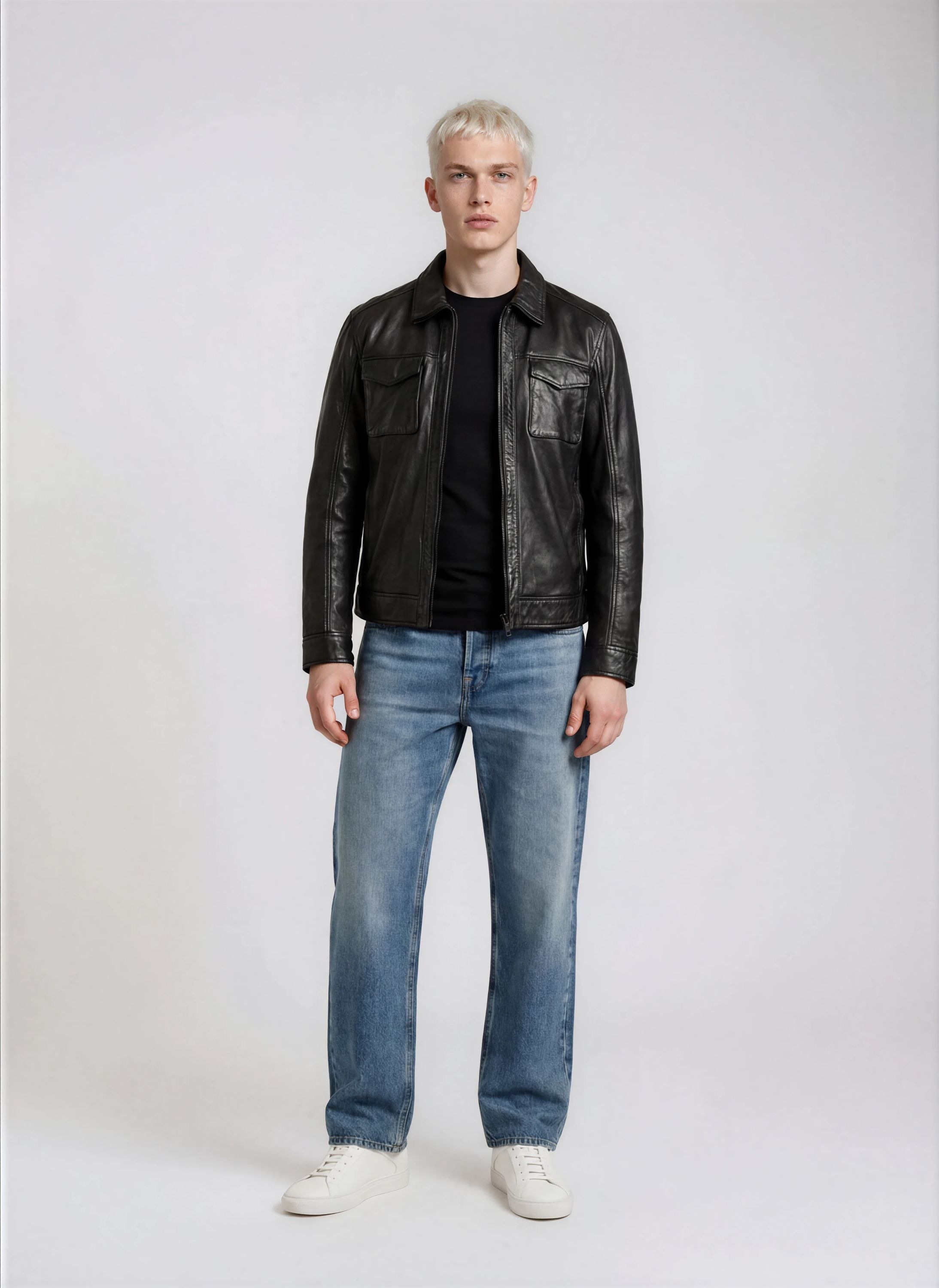 trueprodigy Lederjacke »Jax Aufgesetzte Taschen im Hemd-Stil« ohne Kapuze