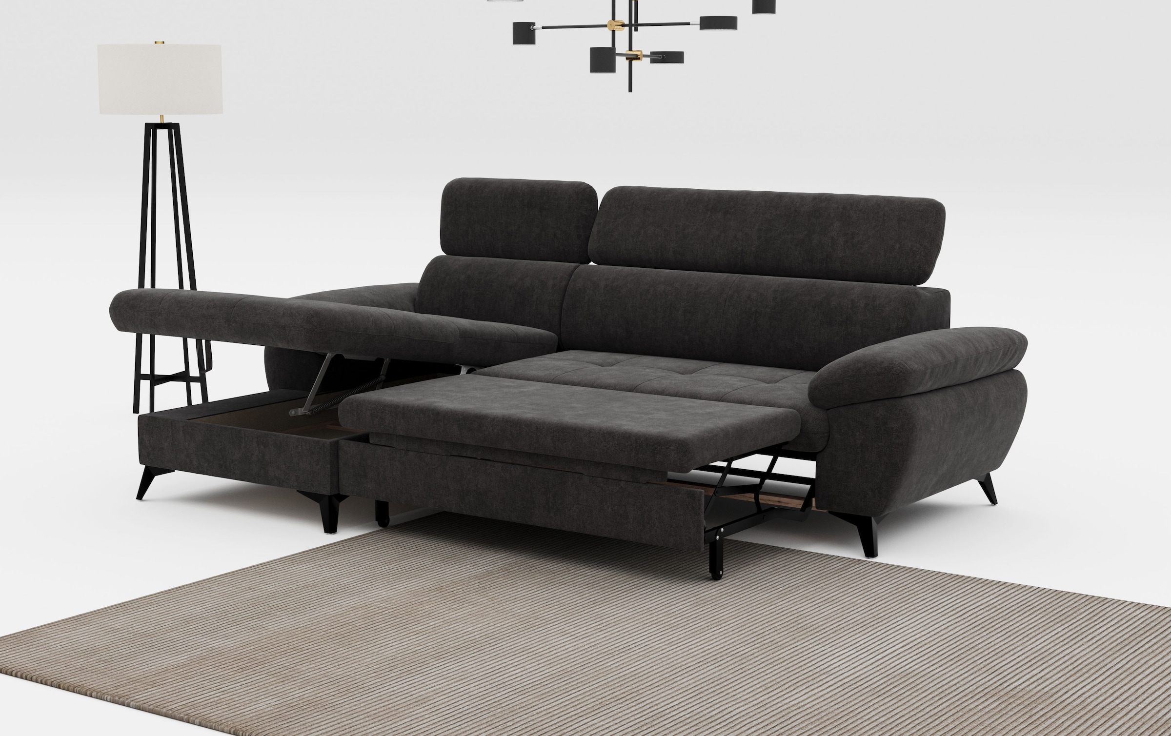 COTTA Ecksofa »Hudson L-Form«, mit Kopfteilverstellung, wahlweise mit Bettfunktion & Bettkasten