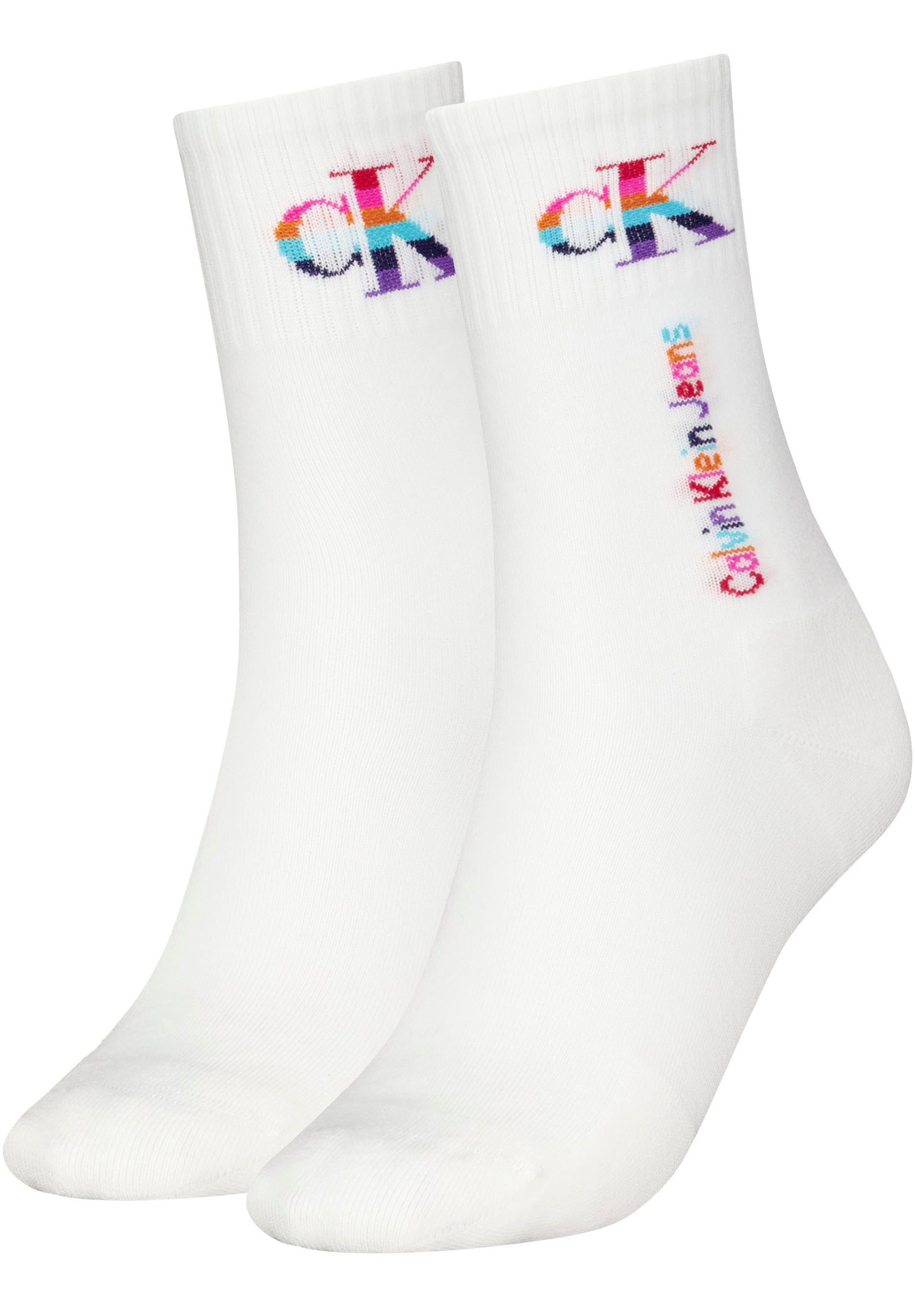 Calvin Klein Damen Socken »CKJ WOMEN SOCKS PRIDE« Packung in weiß, Größe - (35/41)