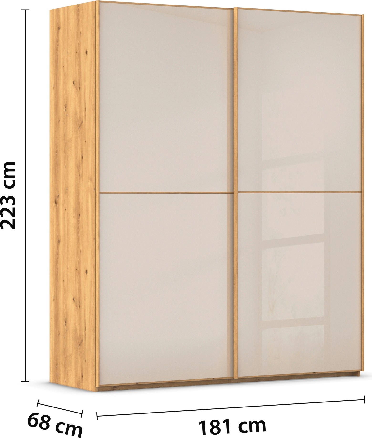 rauch Schwebetürenschrank »Kleiderschrank Schrank Garderobe Schlafzimmerschrank SCALE-DUO« edle zweigeteilte Türen Glas-Front mit 3 Zierleisten MADE IN GERMANY