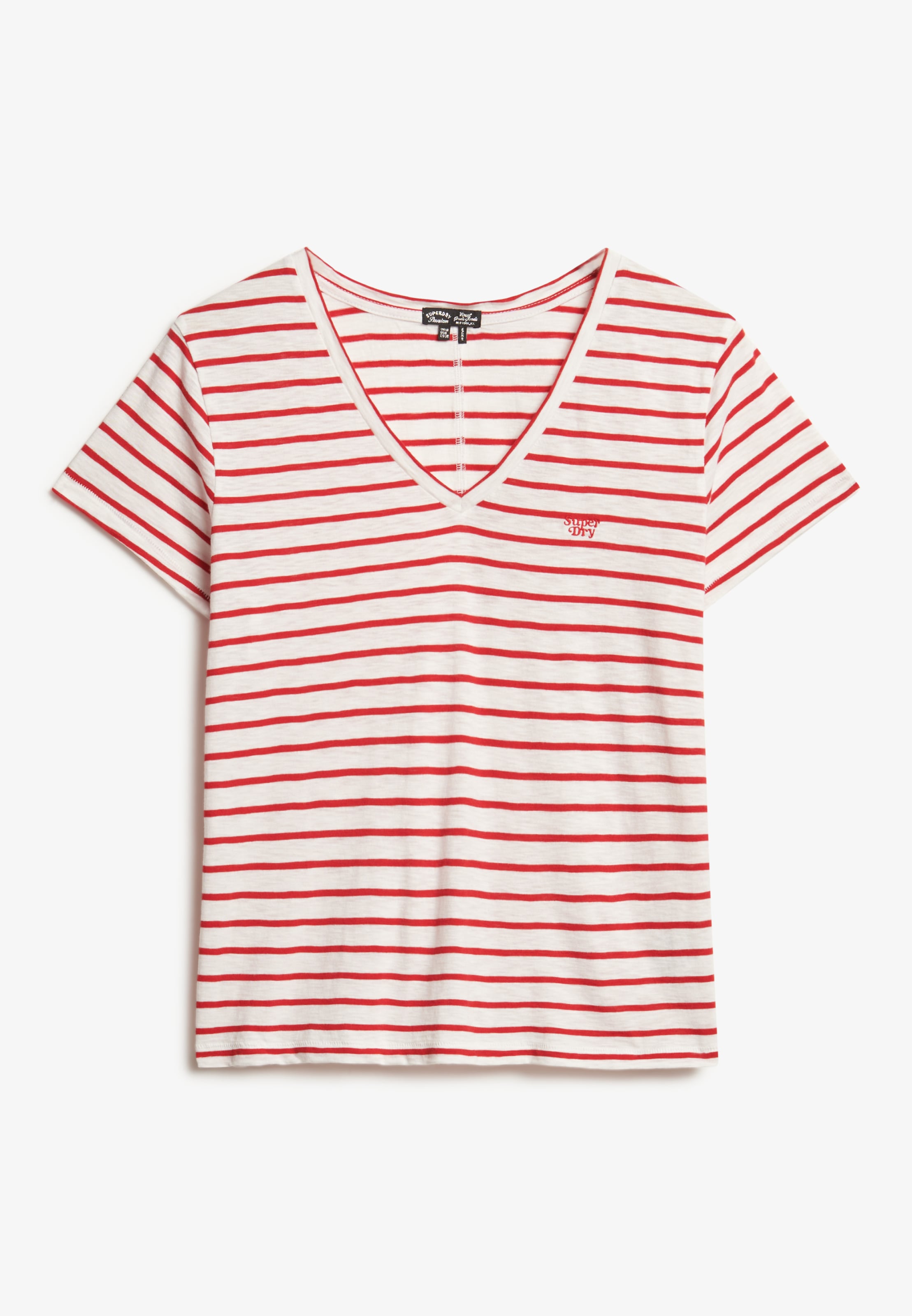 Superdry V-Shirt »STUDIOS SLUB EMB VEE TEE«, strukturiertes T-Shirt mit V-Ausschnitt und Stickerei