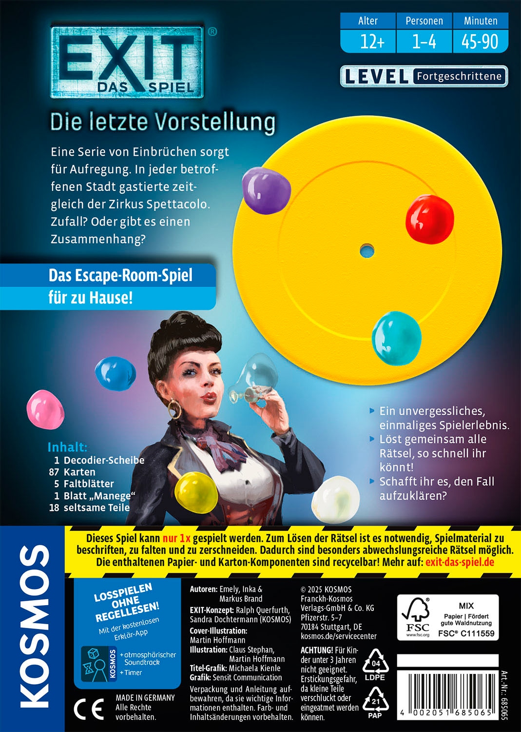 Kosmos Spiel »EXIT® Das Spiel Die letzte Vorstellung (F)«, Made in Germany