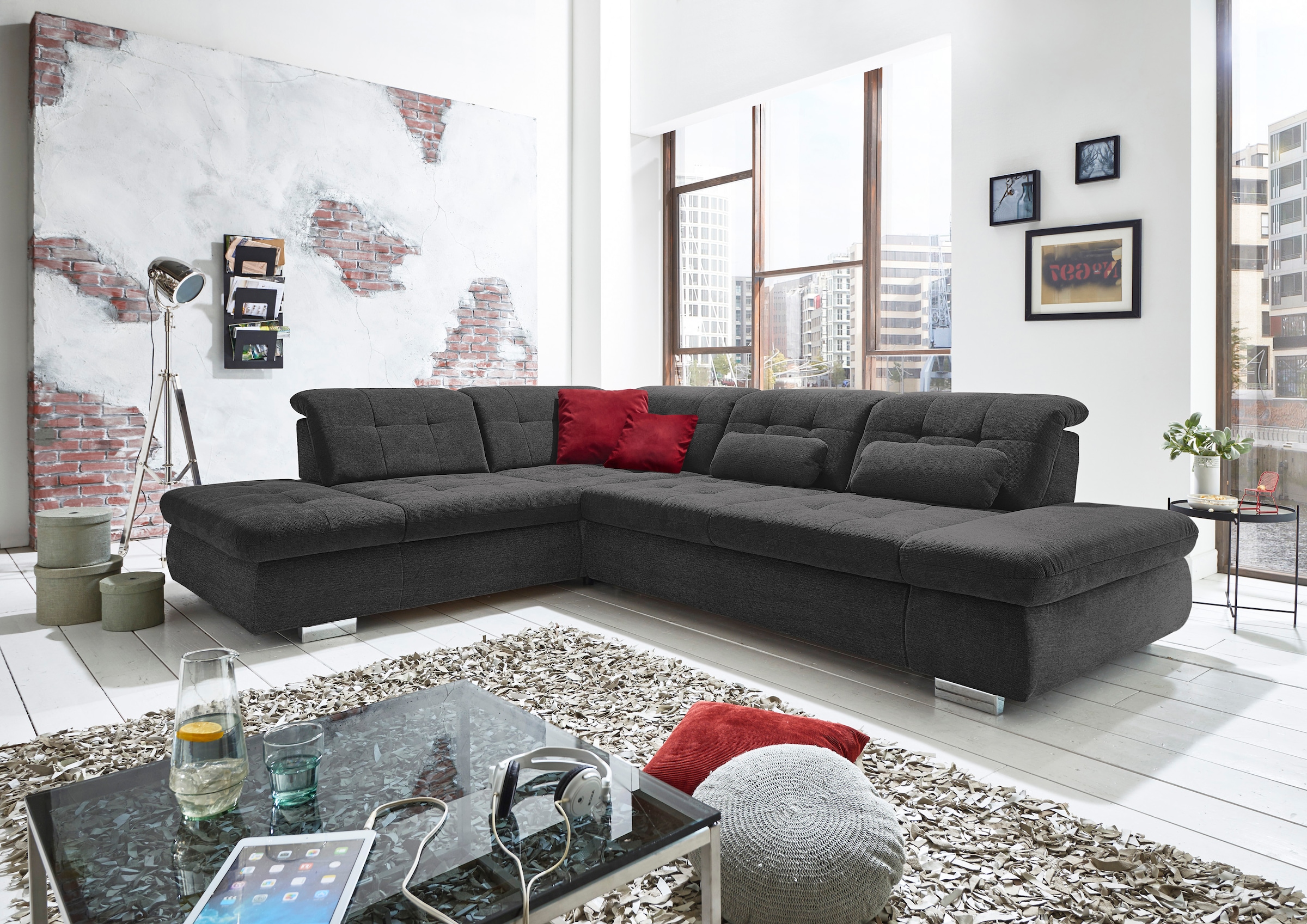 Die PlanBar Ecksofa »MP-IN17004 L-Form« wahlweise mit Bettfunktion, Sitztiefen- und Kopfteilverstellung