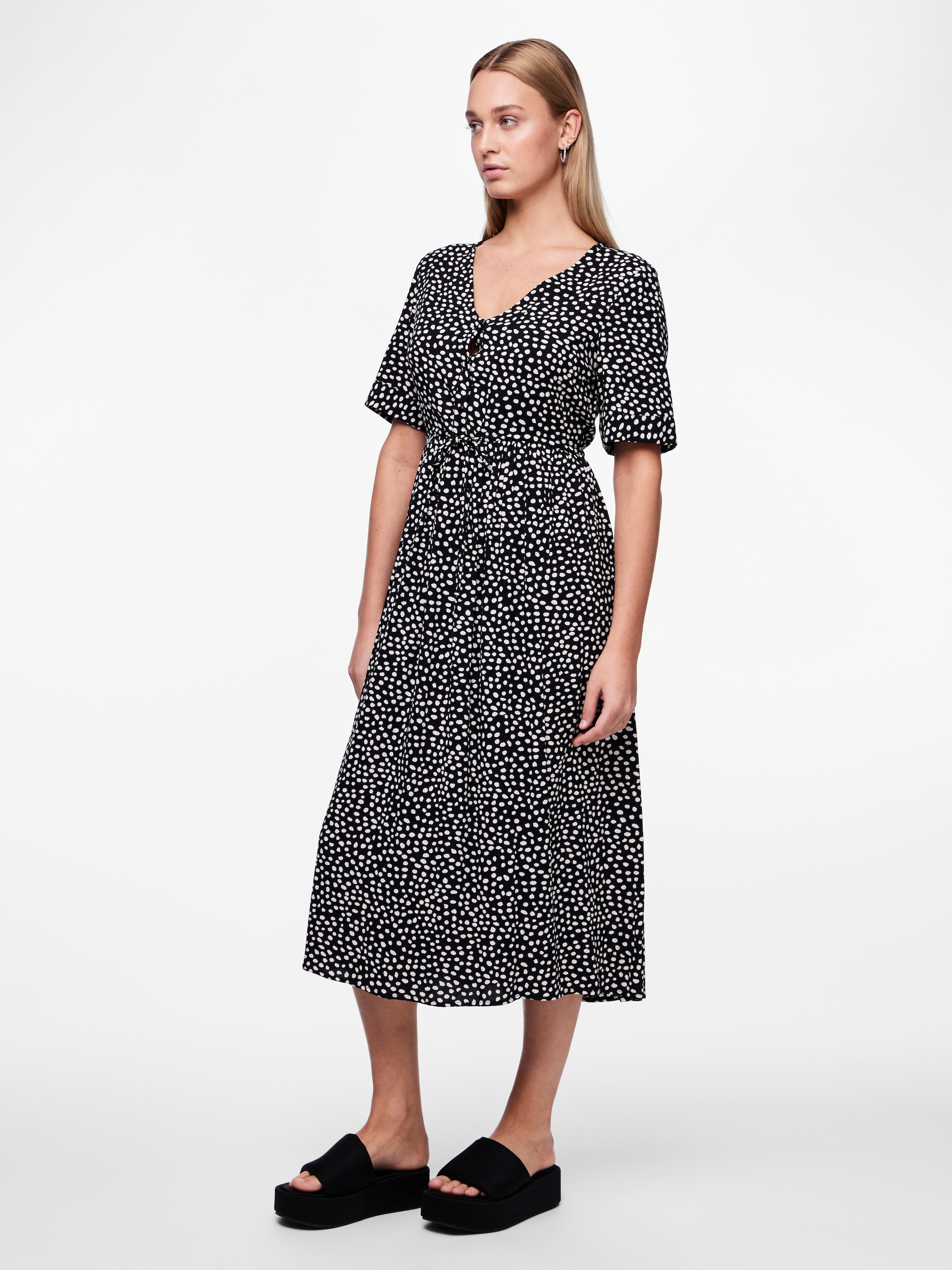 pieces Druckkleid »PCTALA SS STRING TIE MIDI DRESS NOOS BC«