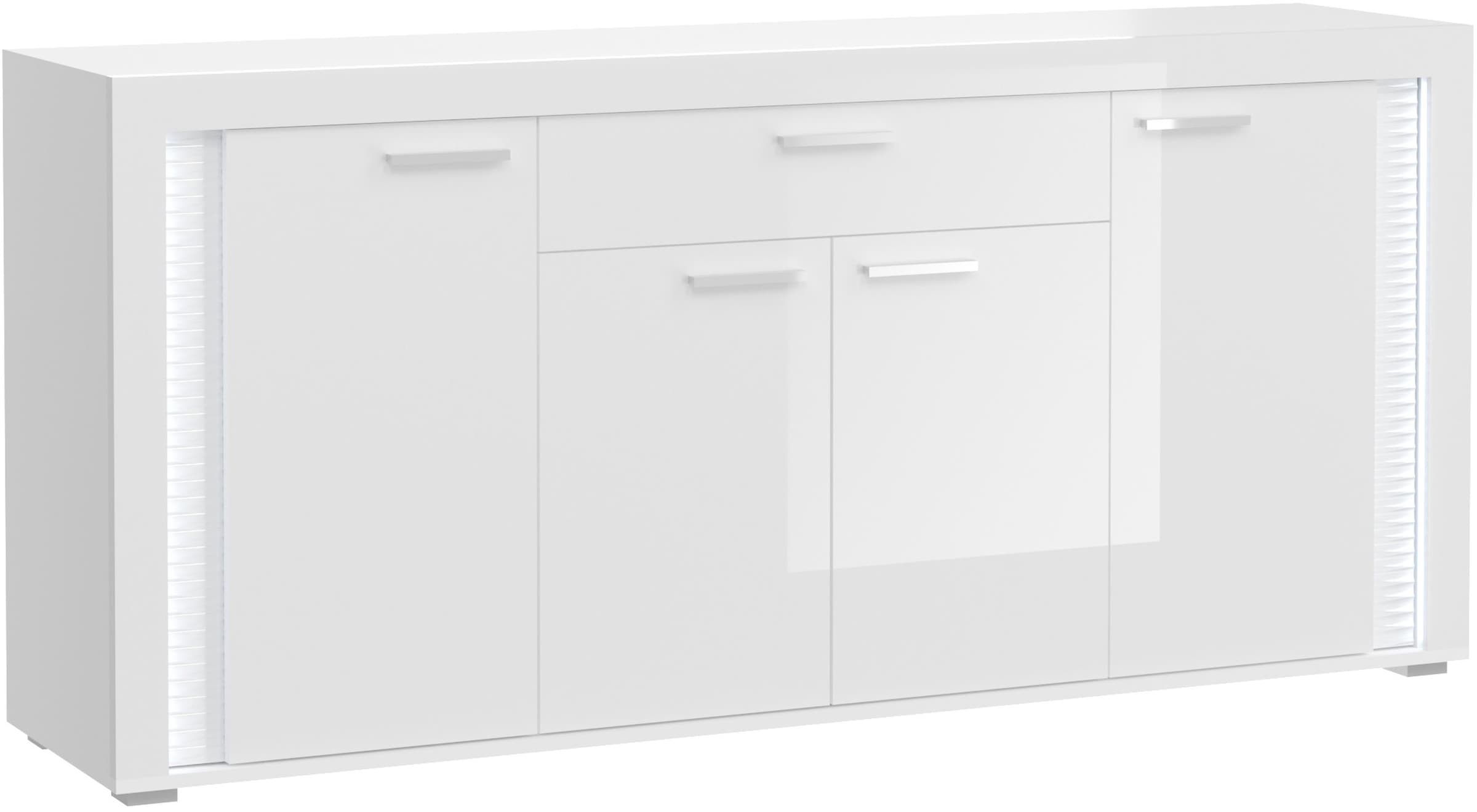 INOSIGN Sideboard »Viborg, Breite 182cm, inkl. vertikaler Frontbeleuchtung«, 4 Türen, 3 Einlegeböden, 6 Fächer, 1 Schubkasten, Anrichte, Schrank