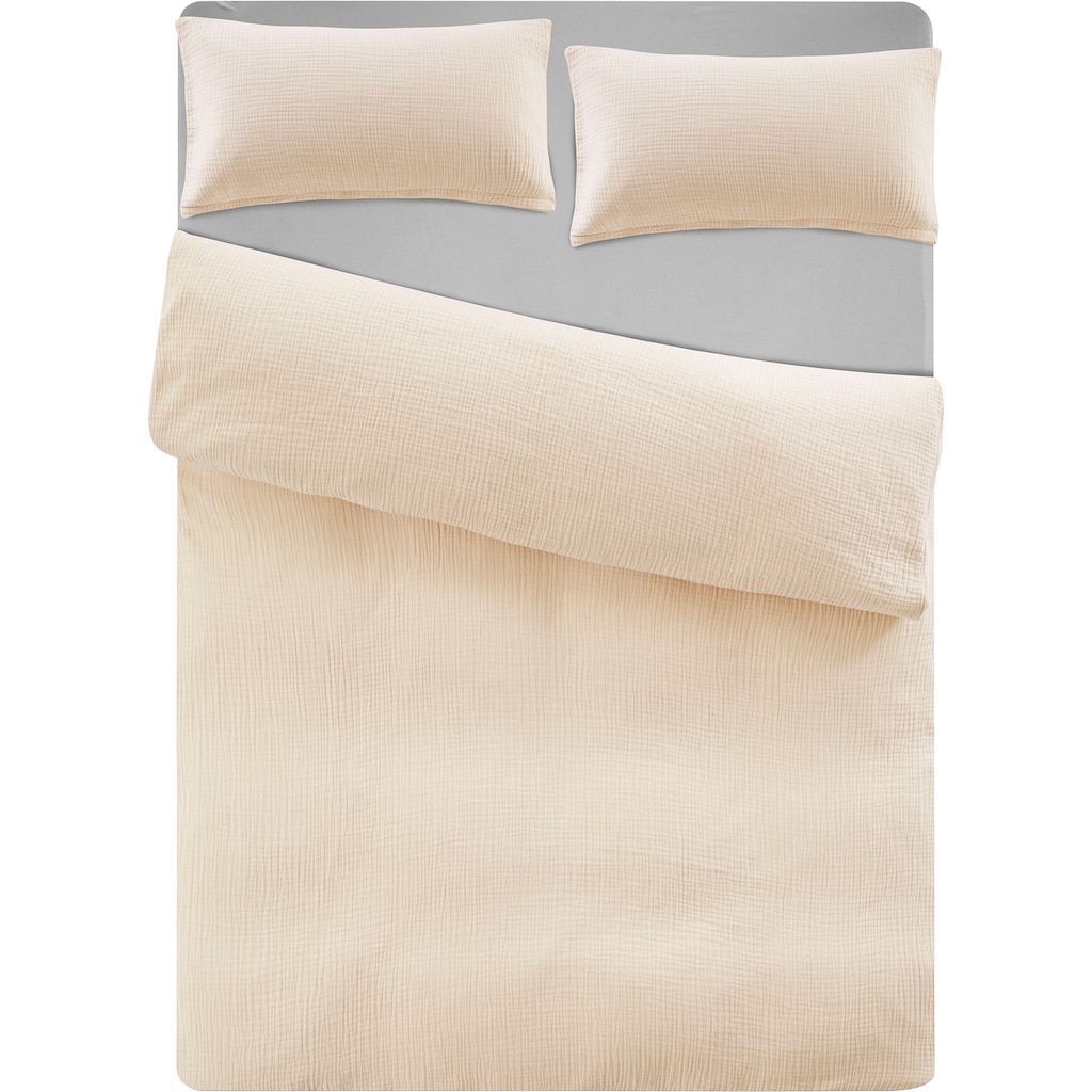 andas Bettwäsche »Svensby in Gr. 135x200 oder 155x220 cm«, (2 tlg.), Bettwäsche aus Baumwolle in Musselin-Qualität, unifarbene Bettwäsche