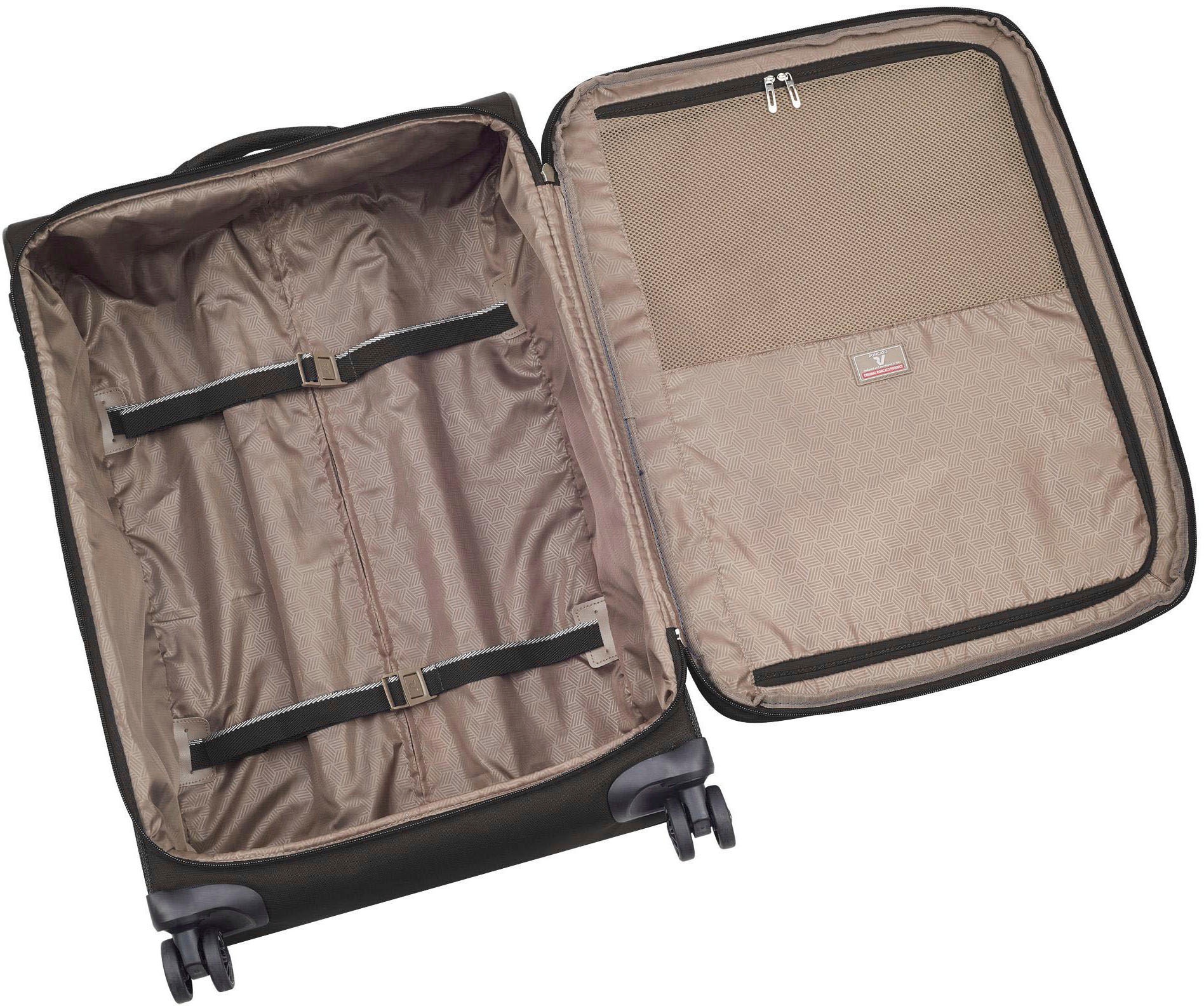 RONCATO Weichgepäck-Trolley »Joy, 63 cm, schwarz«, 4 St. Rollen, Weichgepäck-Koffer Reisegepäck mit Volumenerweiterung und TSA Schloss