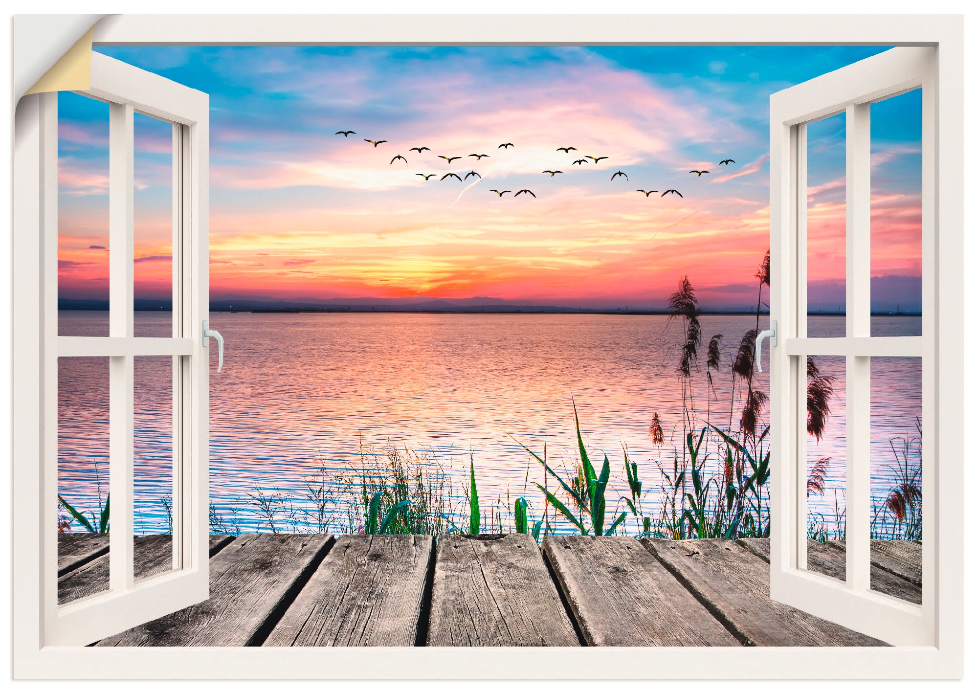 Artland Wandbild »See in den Farben der Wolken«, Fensterblick, (1 St.), als  Leinwandbild, Poster, Wandaufkleber in verschied. Größen online bei OTTO
