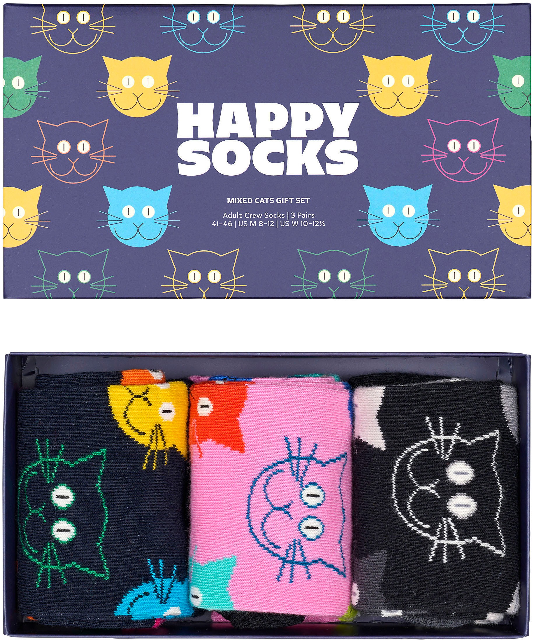 Happy Socks Socken »3-Pack Mixed OTTO Gift Socks Paar), Set«, Katzen-Motive online (Packung, 3 Cat bei
