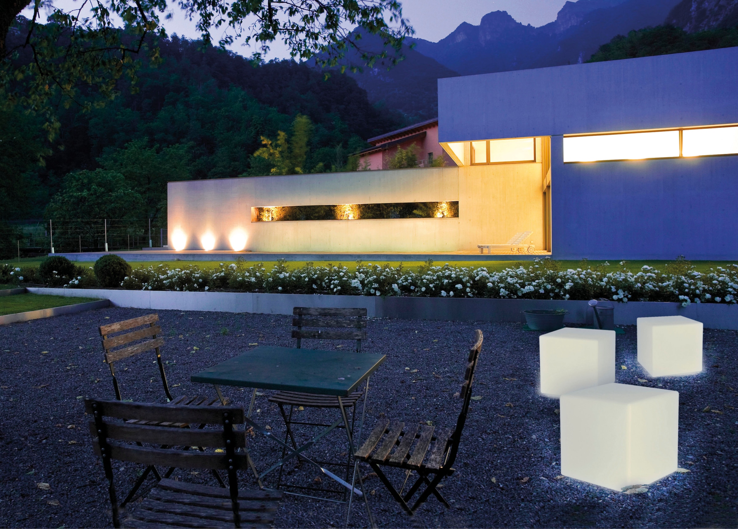 my home LED Solarleuchte »Elowyn, LED-Solar Würfelleuchte 30 cm« LED-Modul 1 Stk. RGB | Warmweiß mit Erdspieß