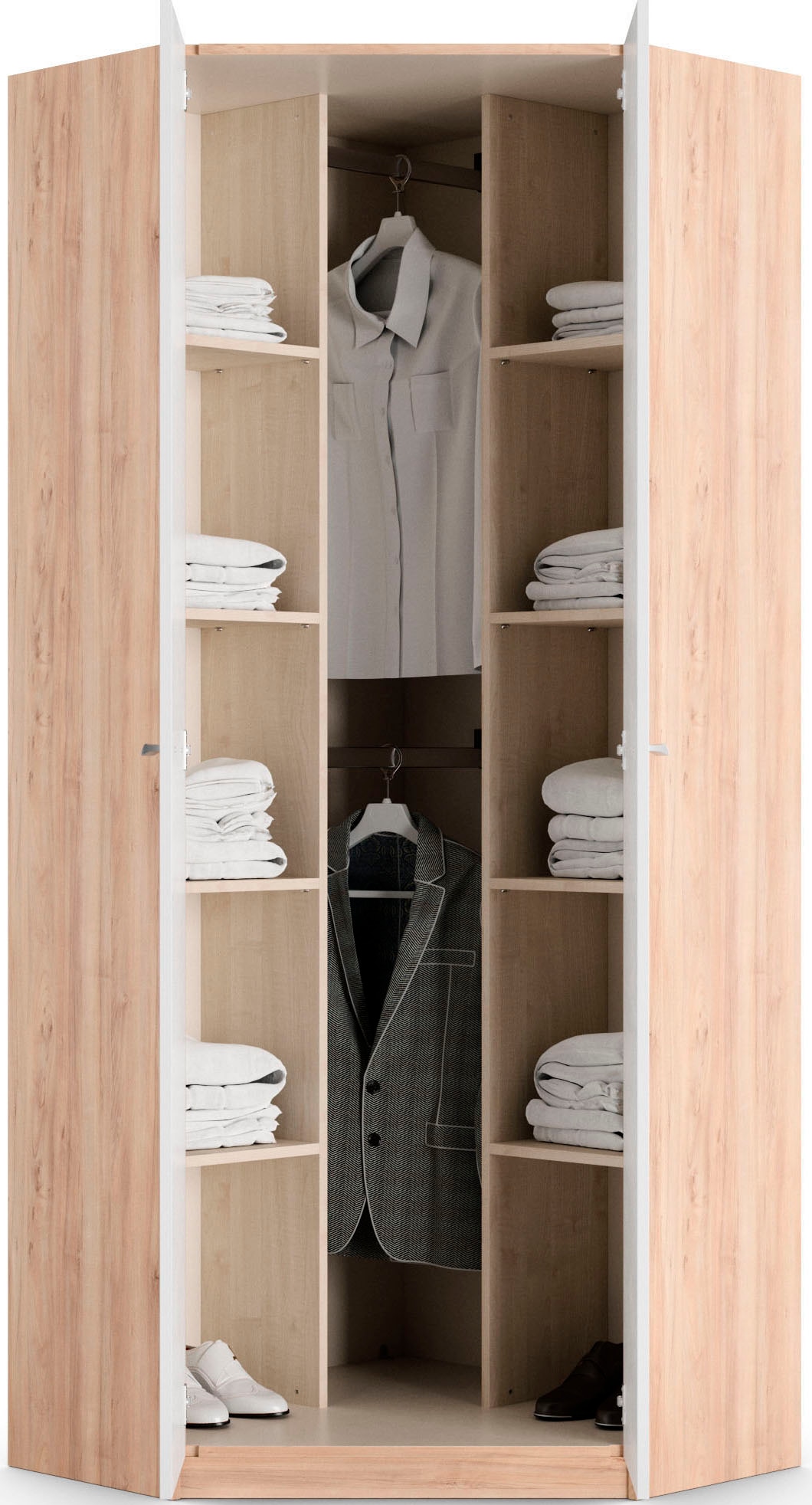priess Eckkleiderschrank »Barcelona Kleiderschrank Ecklösung Raumwunder« in 2 Tiefen Schrank Eckschrank Garderobe