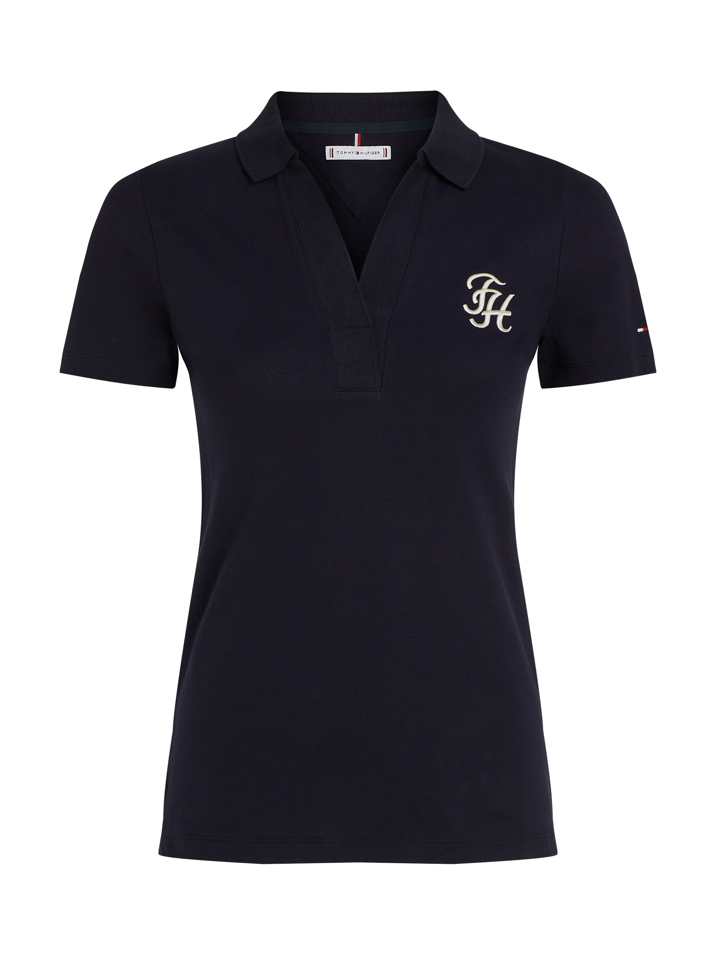 Tommy Hilfiger Poloshirt »SLIM TH SCRIPT OPN-NK POLO SS«, mit Tommy Hilfiger Script Logo-Schriftzug