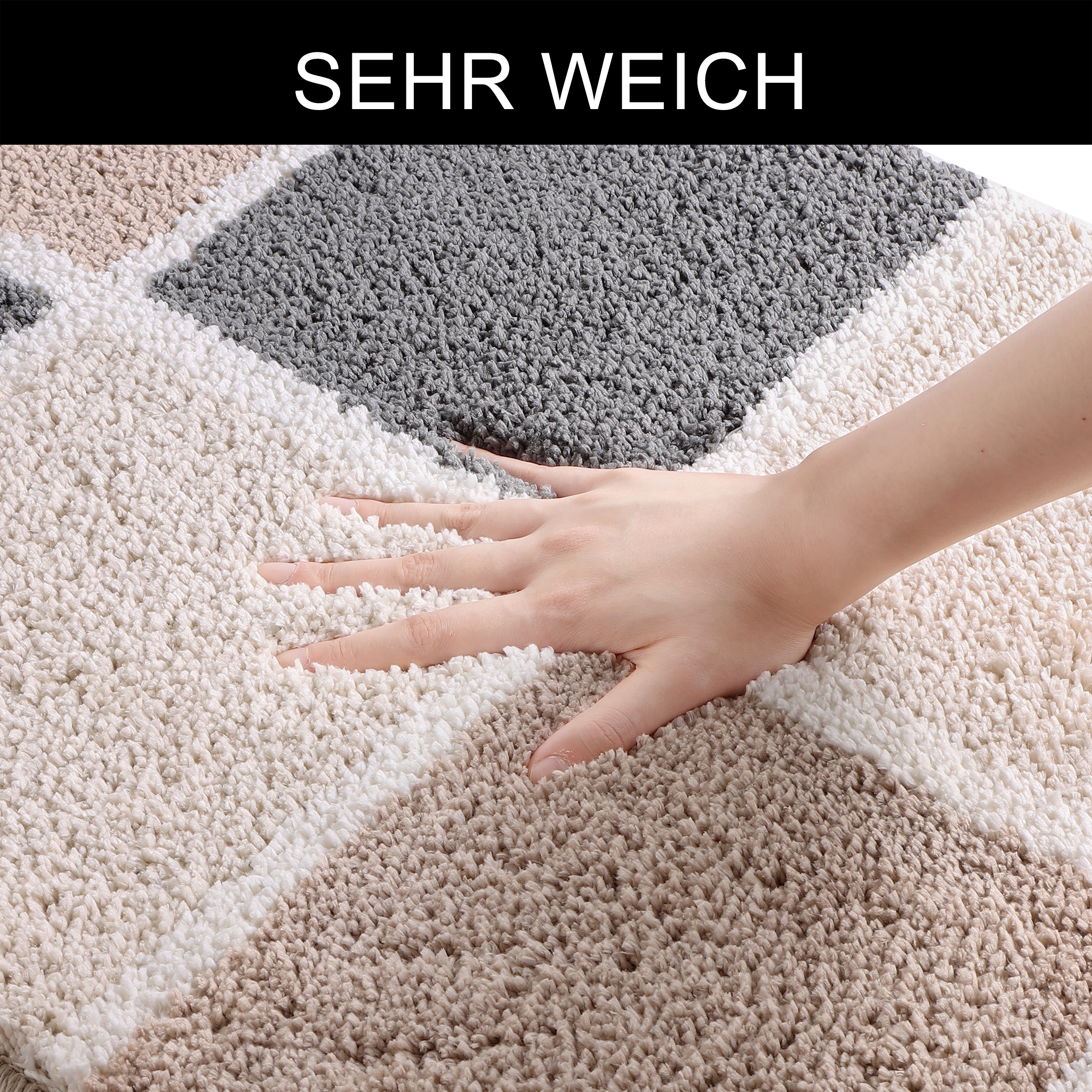 my home Badematte »Anna mit Kachelmuster, Badvorleger, Badezimmer Teppich, Duschvorleger«, rutschhemmend beschichtet, strapazierfähig, Badteppich, Hoch-Tief Effekt, Modern, Weich