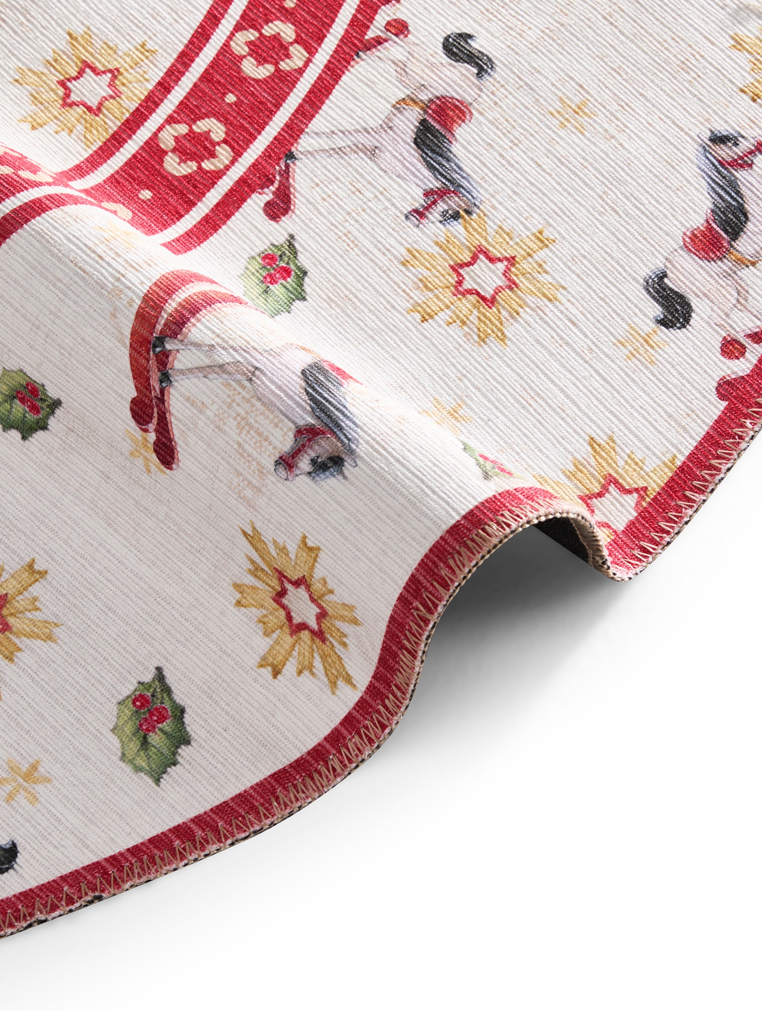 Villeroy & Boch Teppich »Toy's Delight Limited Edition Rocking Horse«, rund, 3 mm Höhe, Limited Edition, Weihnachten, Wohnzimmer, Baumrock, Waschbar, Rund