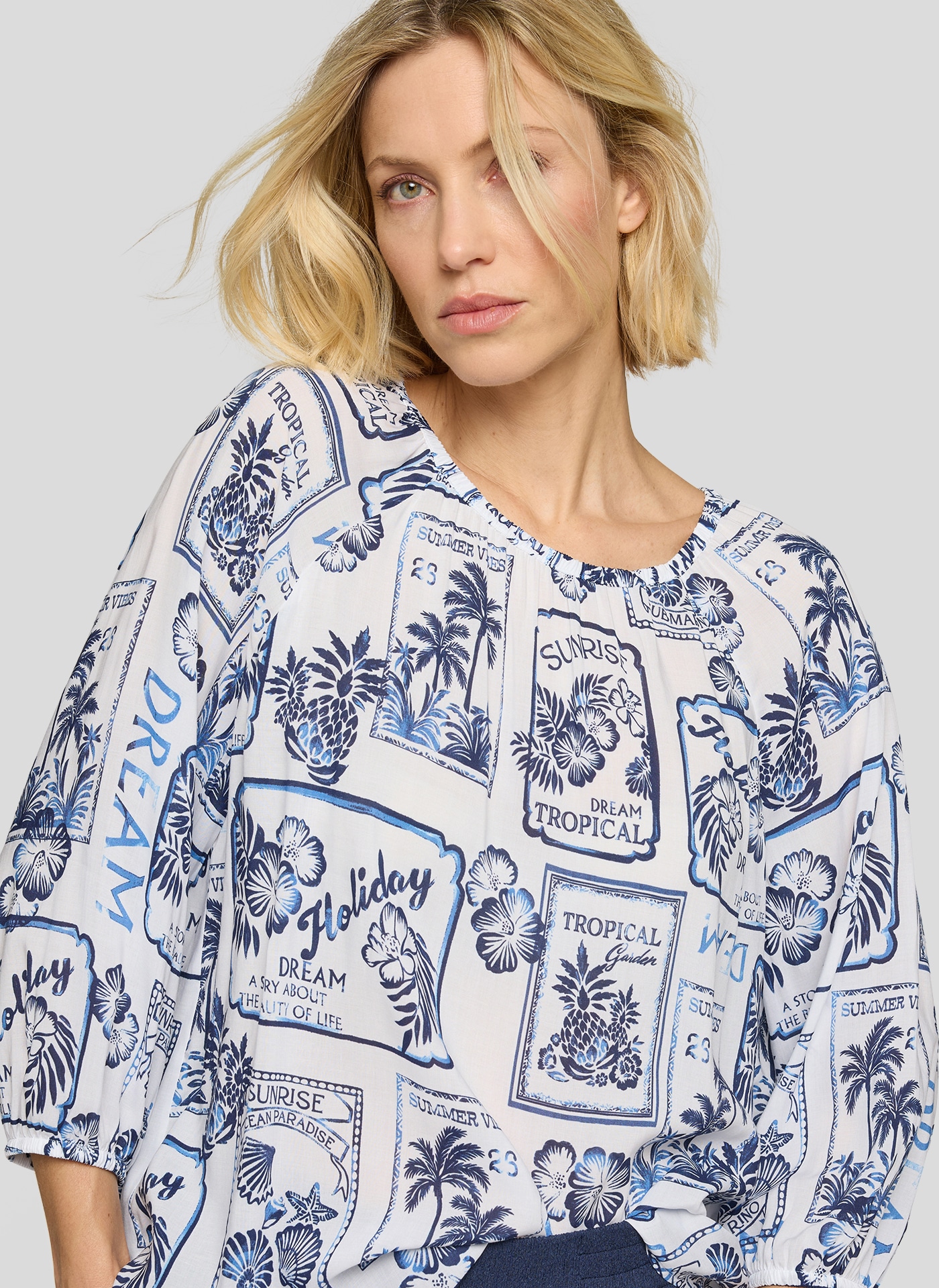 Rabe Schlupfbluse 3/4-Arm mit Allover-Druck