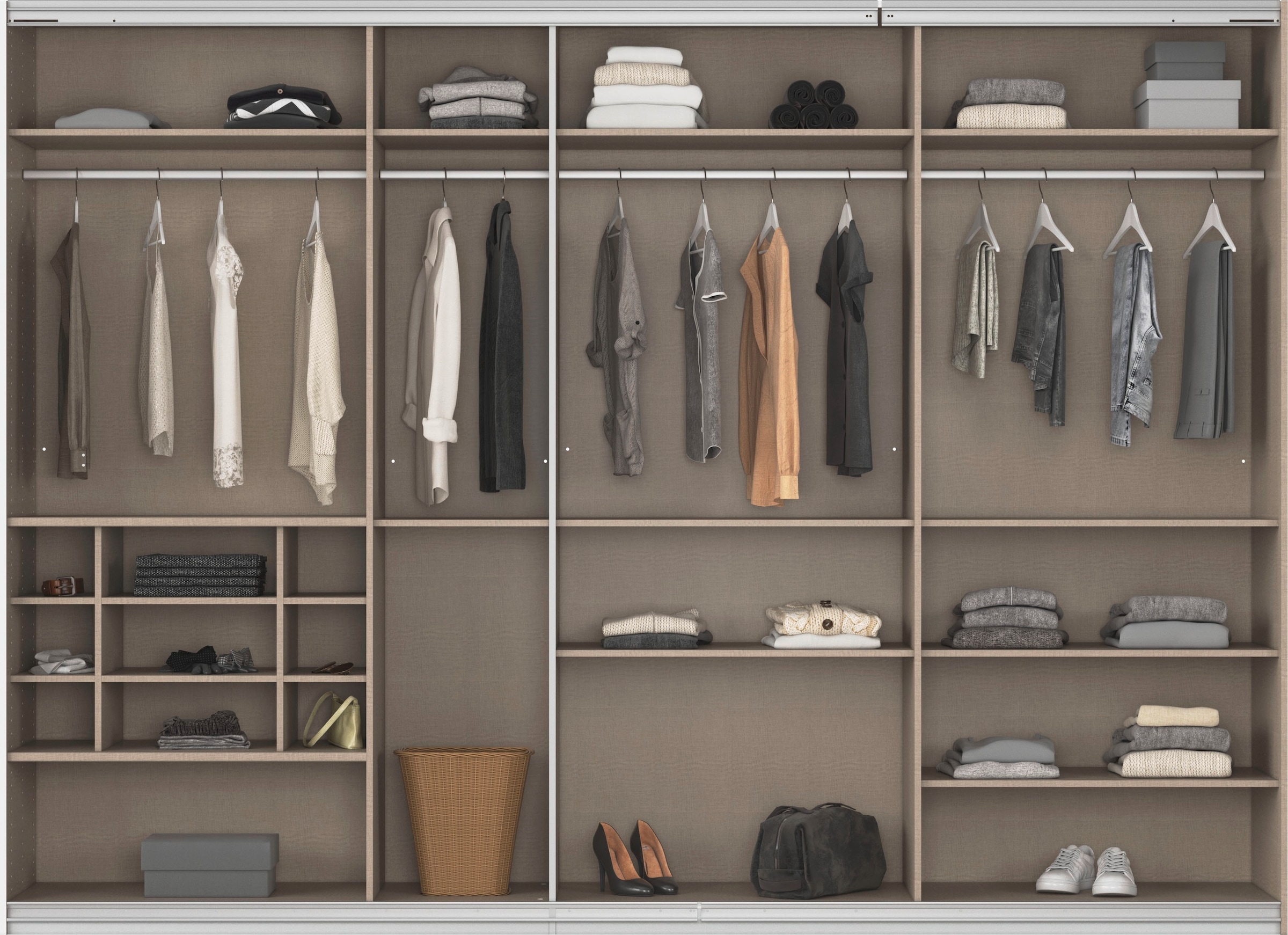 rauch Schwebetürenschrank »Kleiderschrank Schrank Garderobe Wäscheschrank TOMA«, inkl. Regaleinsatz sowie zusätzlichen Einlegeböden MADE IN GERMANY