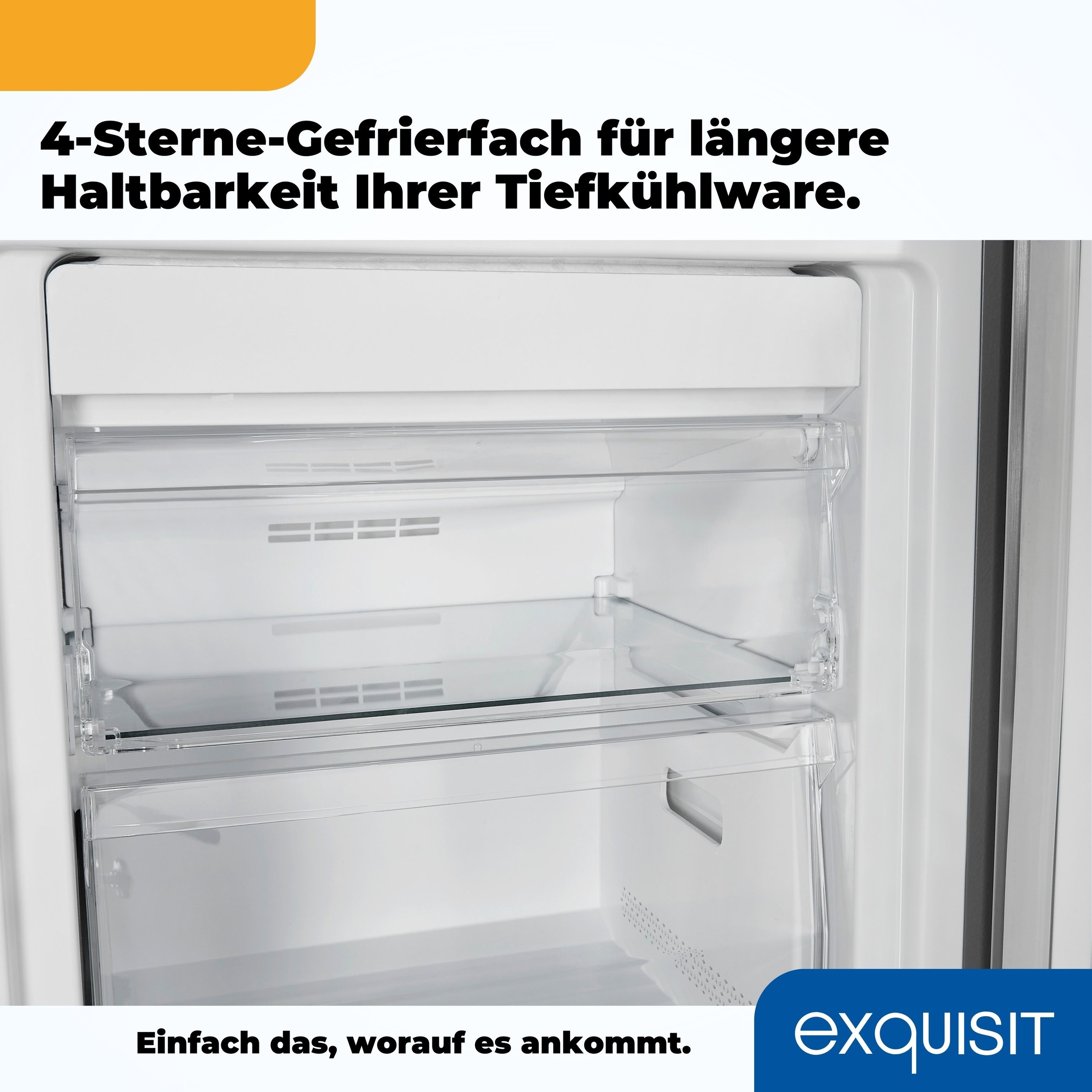 exquisit Gefrierschrank »GS271-NF-H-010E inoxlook«, 169,1 cm hoch, 55,9 cm breit, 194 L Volumen, NoFrost, Schnellgefrieren, 4 Sterne