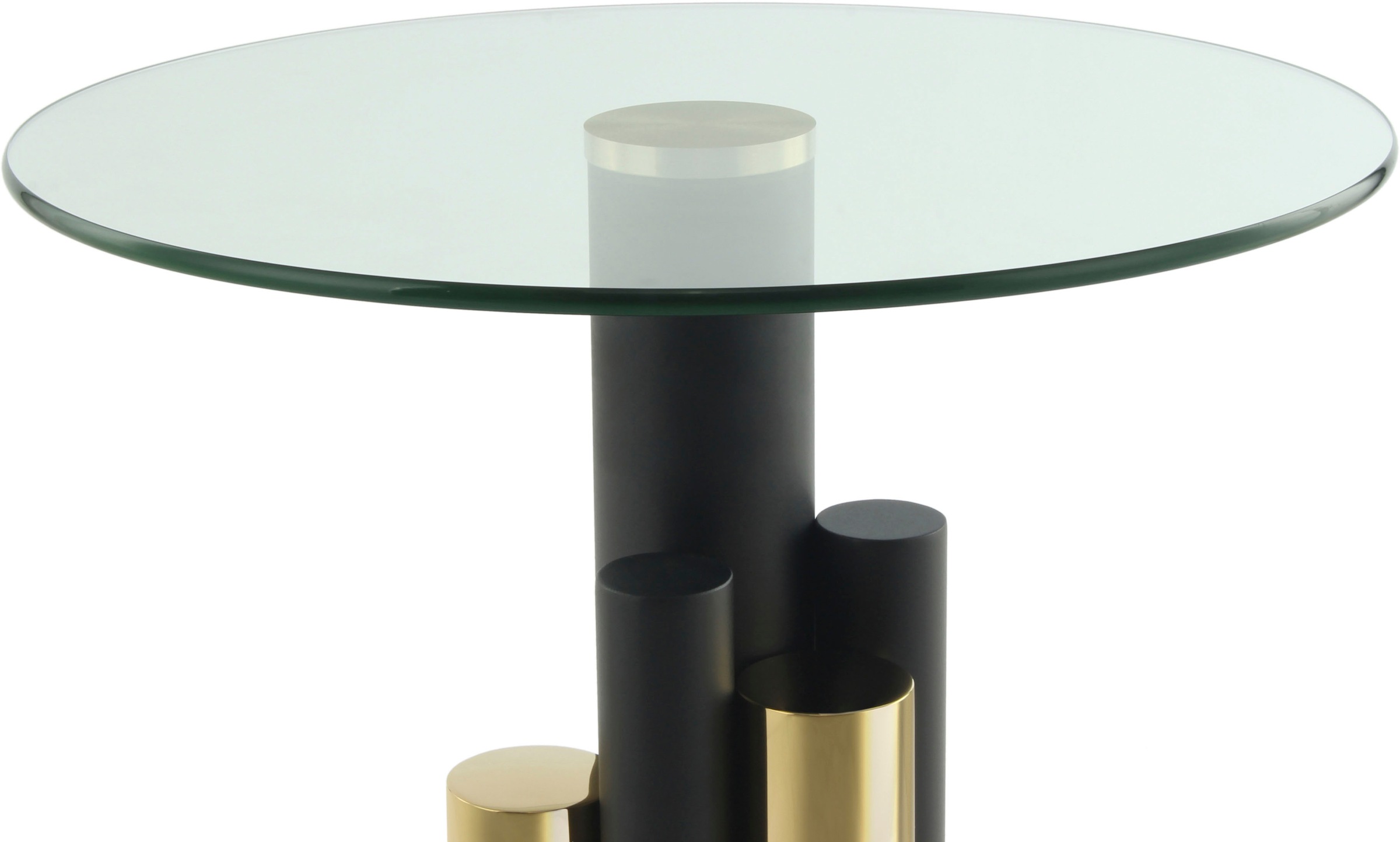 Kayoom Beistelltisch »Ontario 225, Runde  Glasplatte aus Sicherheitsglas, 100% Edelstahl« 1 Stk. tlg. Modernes Design, zweifarbiges Säulengestell, Eyecatcher Element