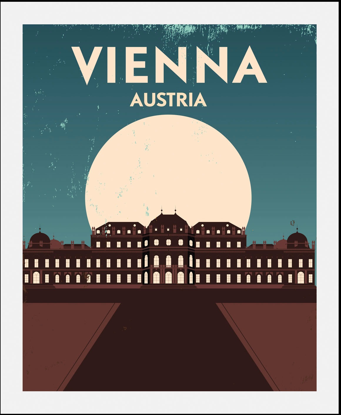 queence Bild »Wien«, Stadt-Städte-Gebäude-Schriftzug-Schriftzüge-Österreich, (1 St.), HD Premium Poster-Druck inkl. Holzrahmen