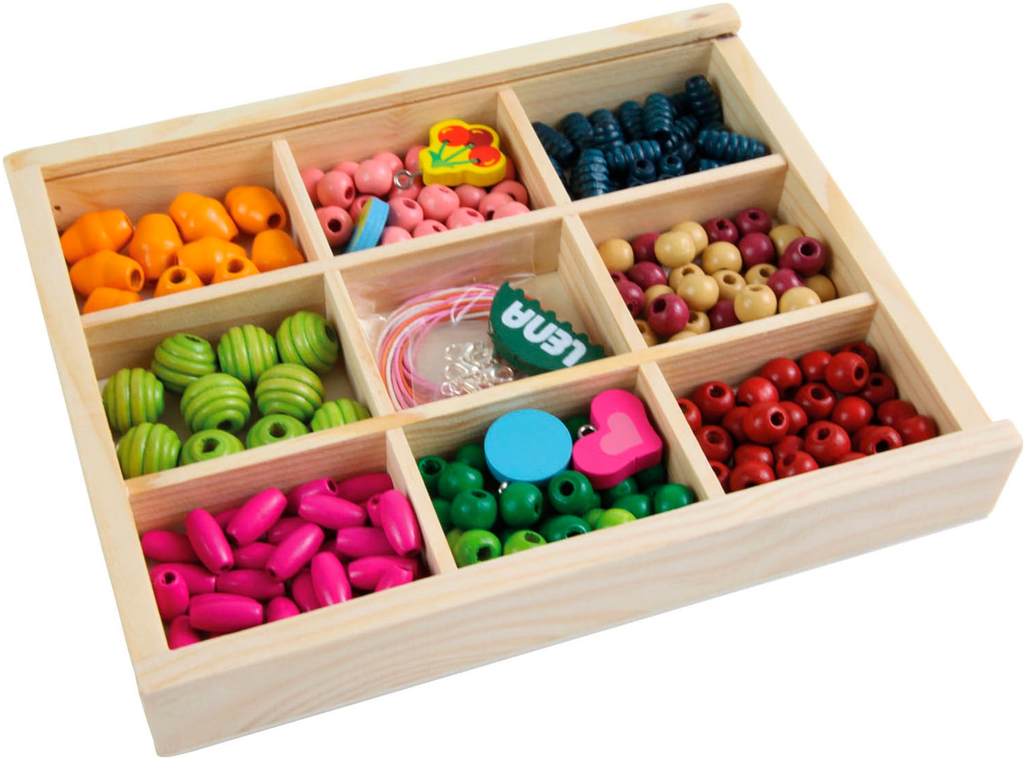 Lena® Kreativset »Holzperlen Holzkassette, mittel«