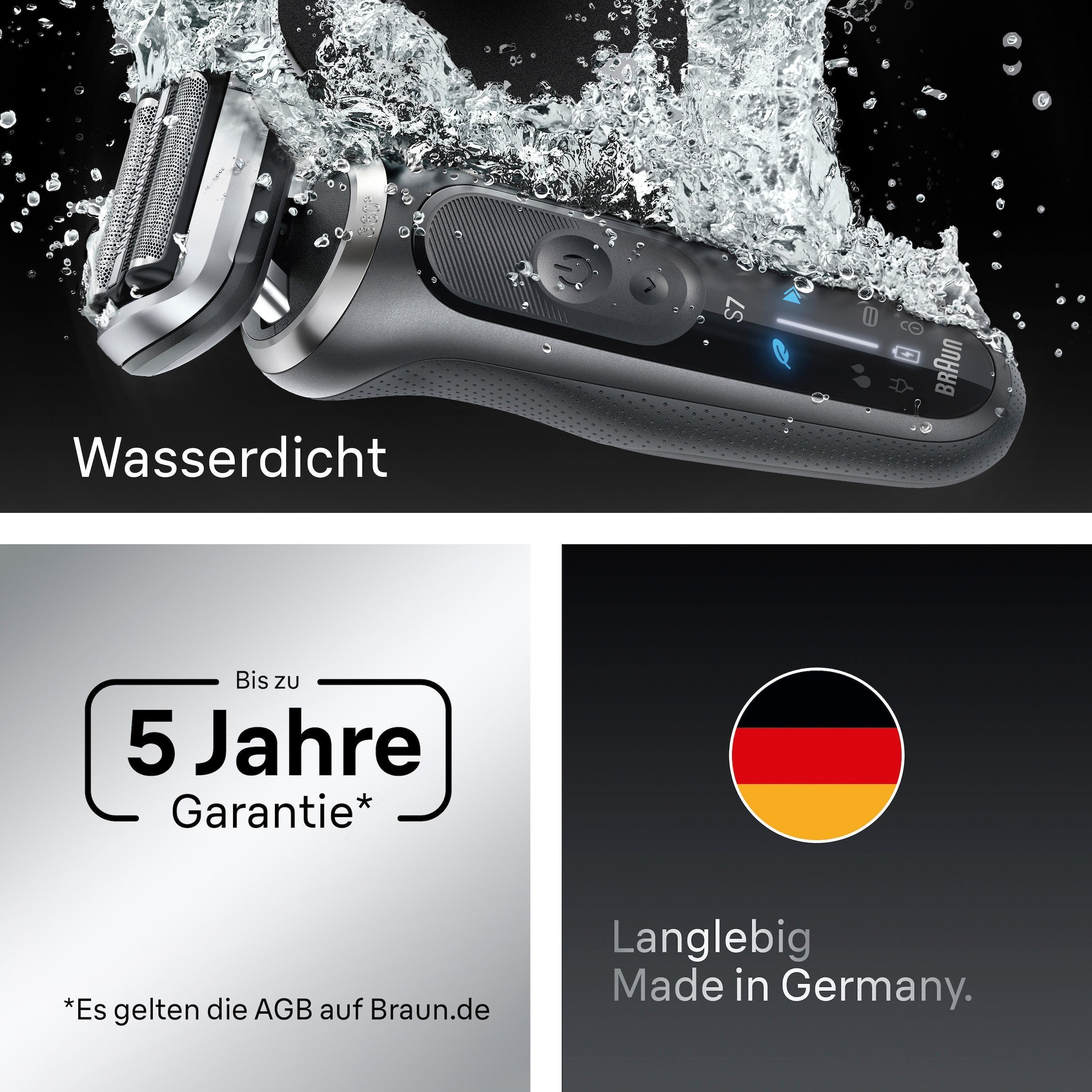 Braun Elektrorasierer »Series 7 72-G7865cc«, Smart Care Center, 3 St. Aufsätze, 4in1 SmartCare Center, +3 Aufsätze, 100% wasserdicht, Made in Germany
