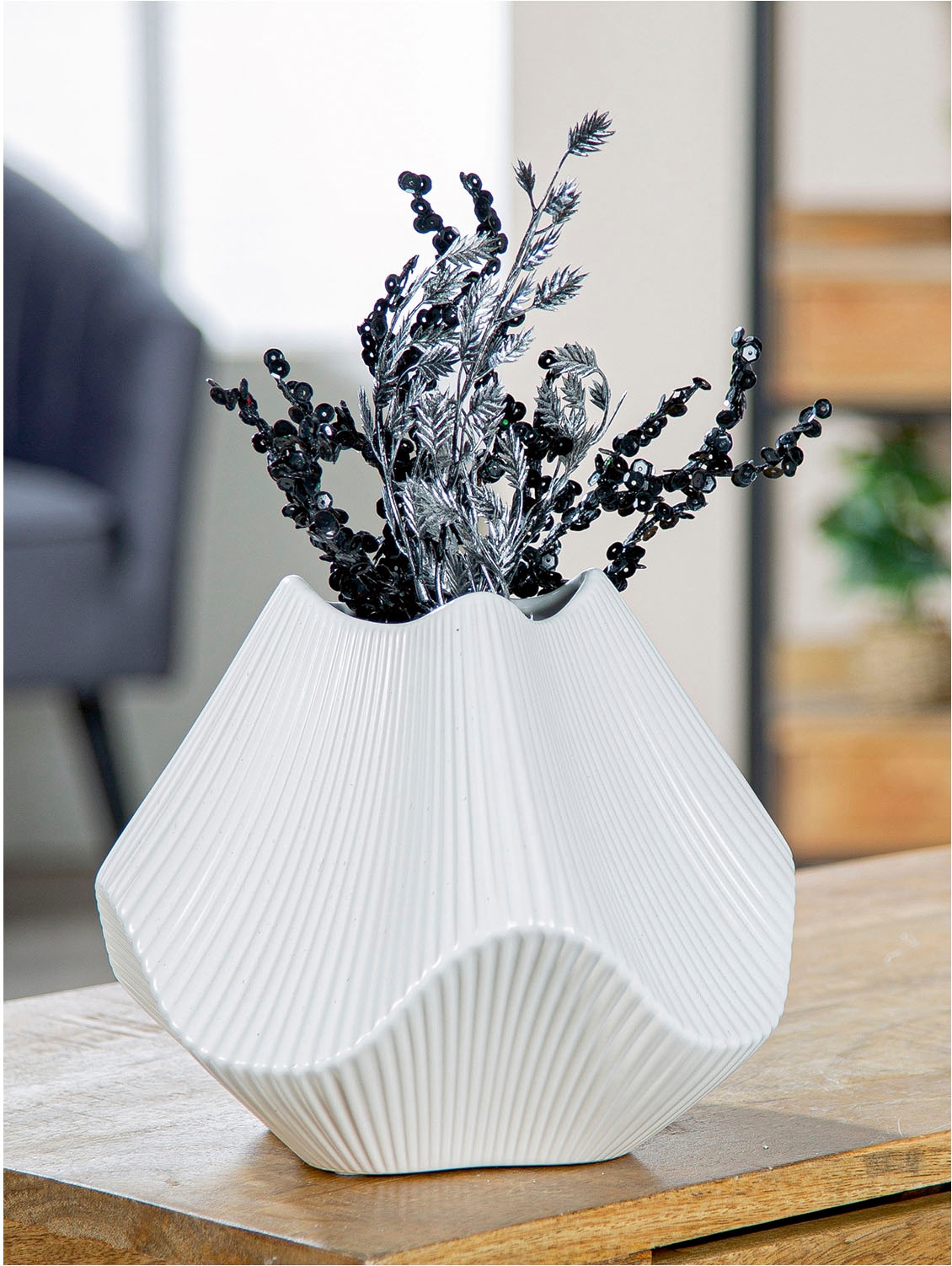 GILDE Tischvase »Vase Lamellen H. 18,5 cm«, (1 St.)
