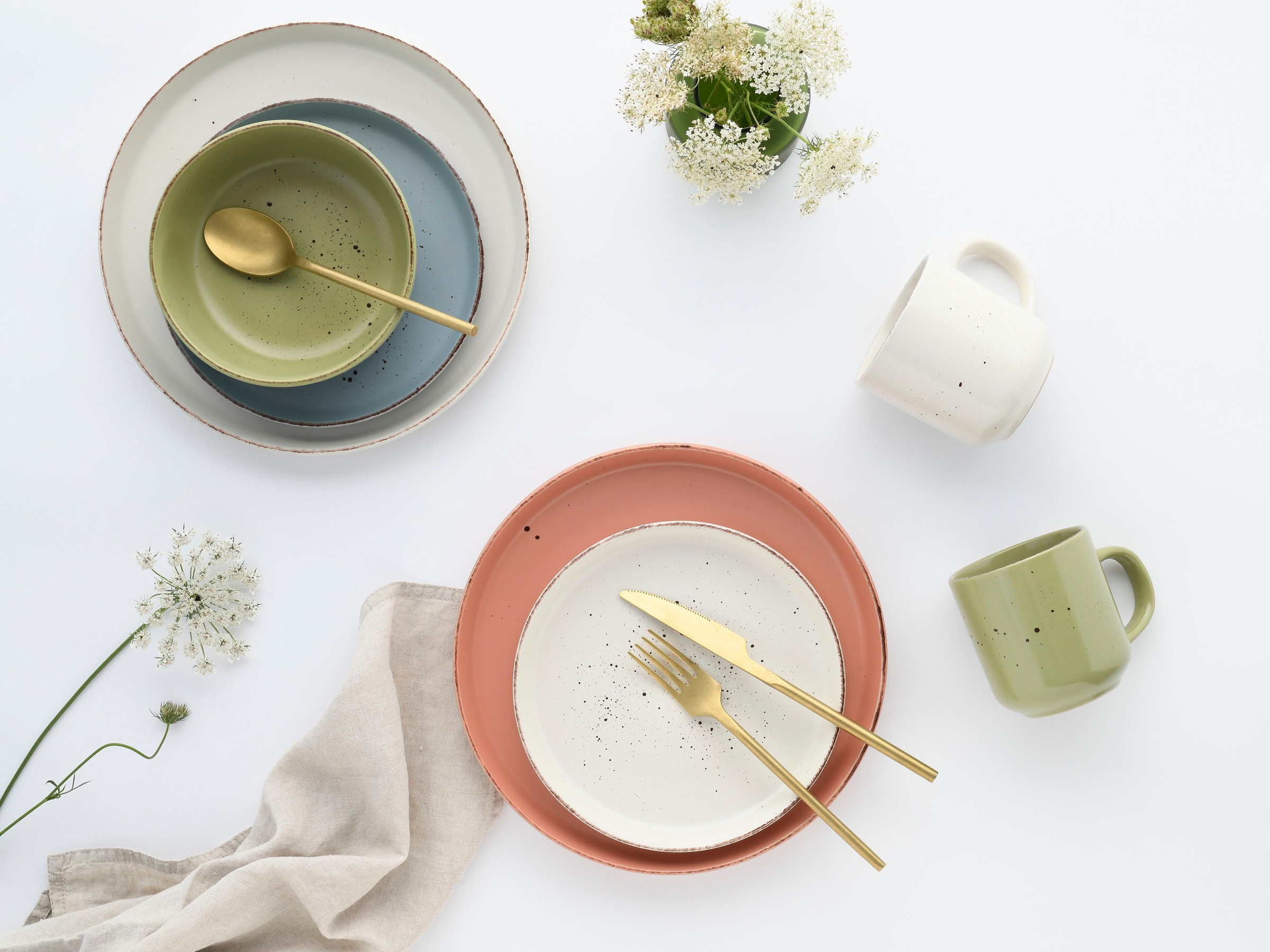 CreaTable Kombiservice »Geschirr-Set Nordic«, (Set, 16 tlg., Kaffeeservice und Tafelservice im Set, für 4 Personen), Service, skandinavischer Life Style, 16 Teile, für 4 Personen