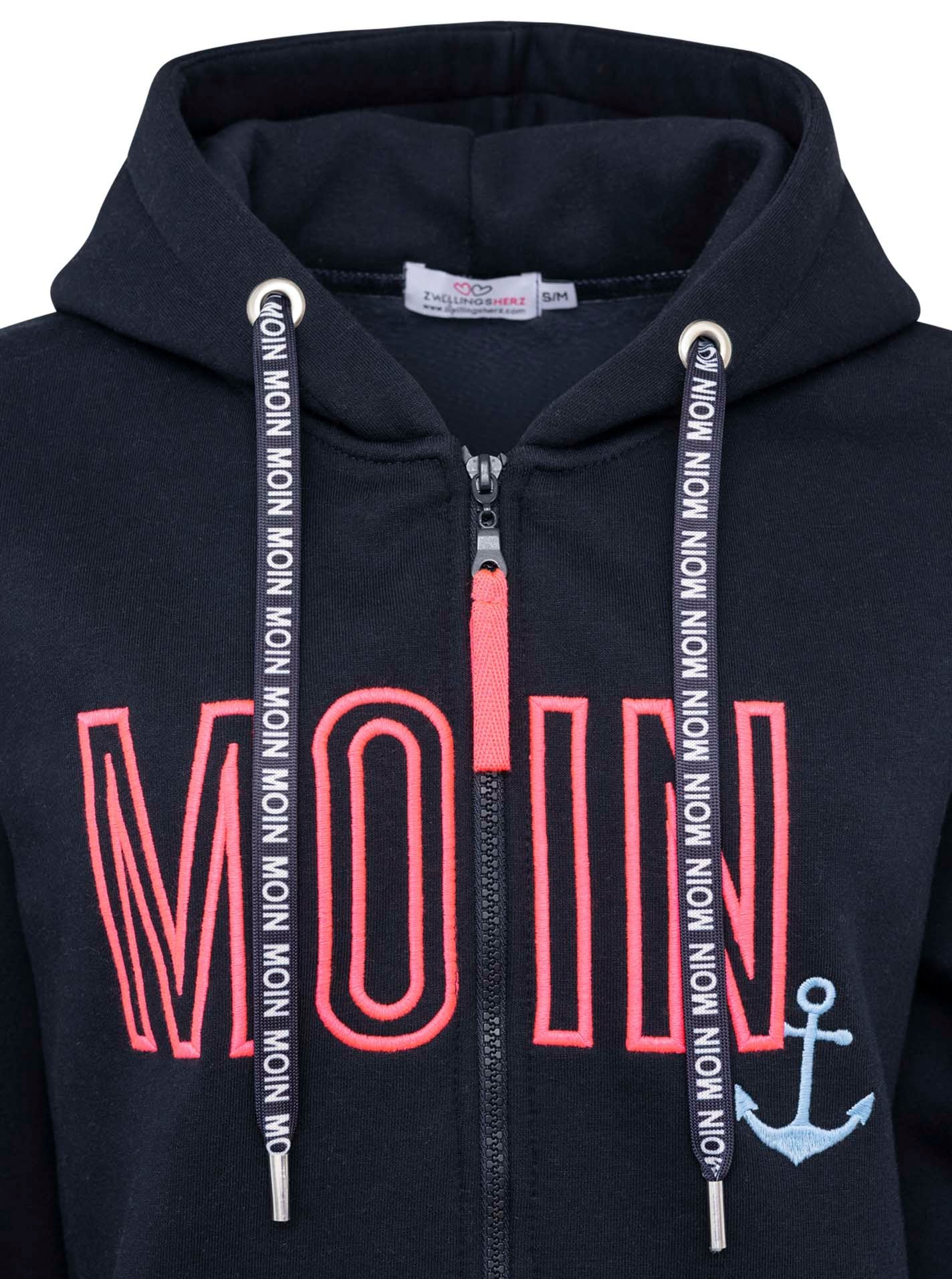 Zwillingsherz Kapuzensweatjacke »"Maritim"«, mit gesticktem MOIN und Anker Logo und Reißverschluss