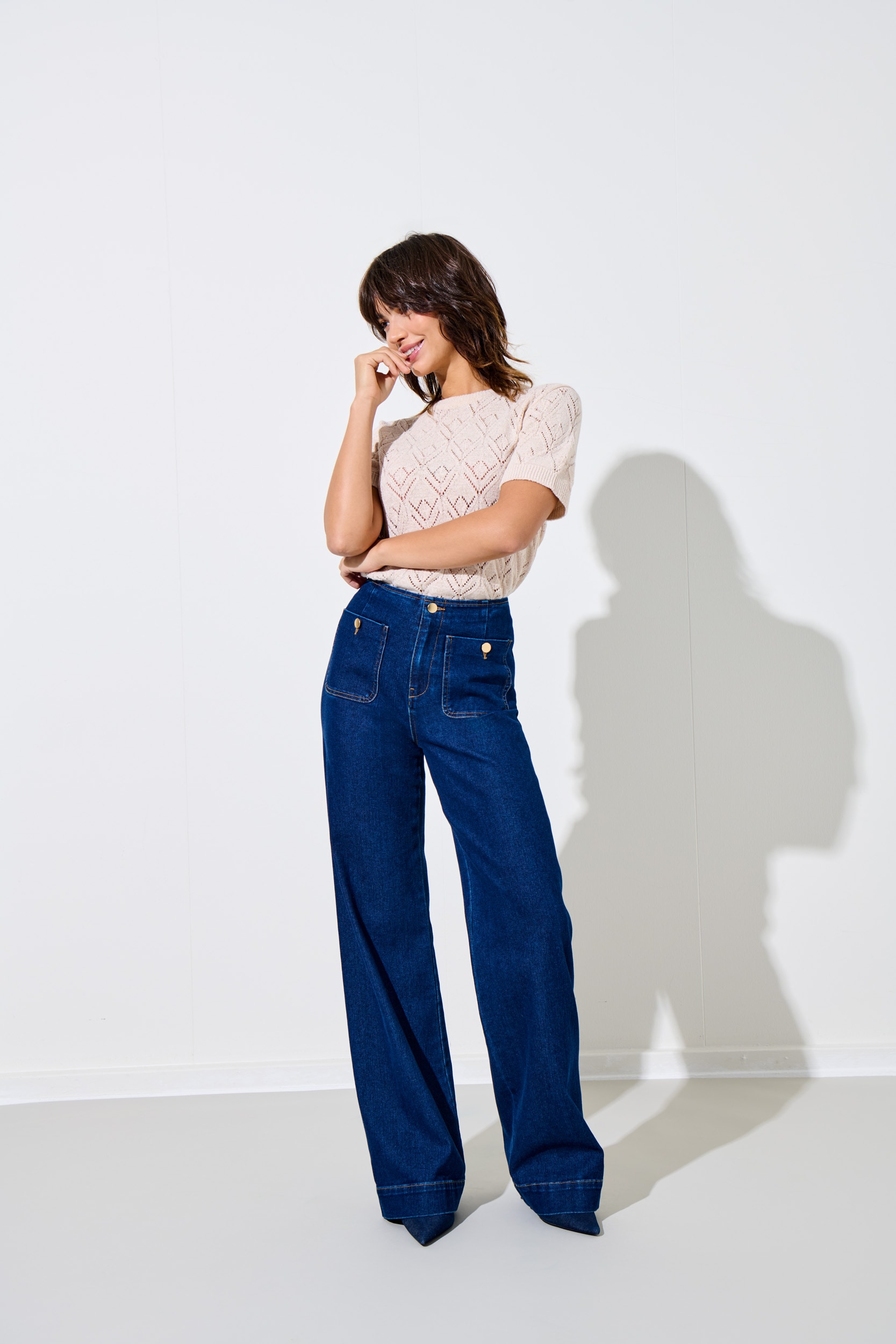 ONLY High-waist-Jeans »ONLMADELINE HW WD POCKET DNM GUA113 NOOS« Baumwollmischung