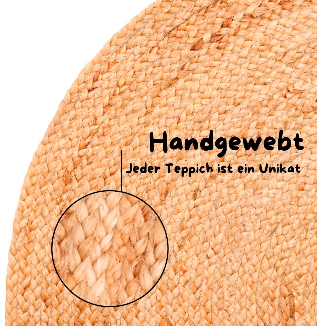 my home Teppich »Bjarka«, rund, 10 mm Höhe, meliert, 100% Jute, handgewebt, auch rechteckig erhältlich