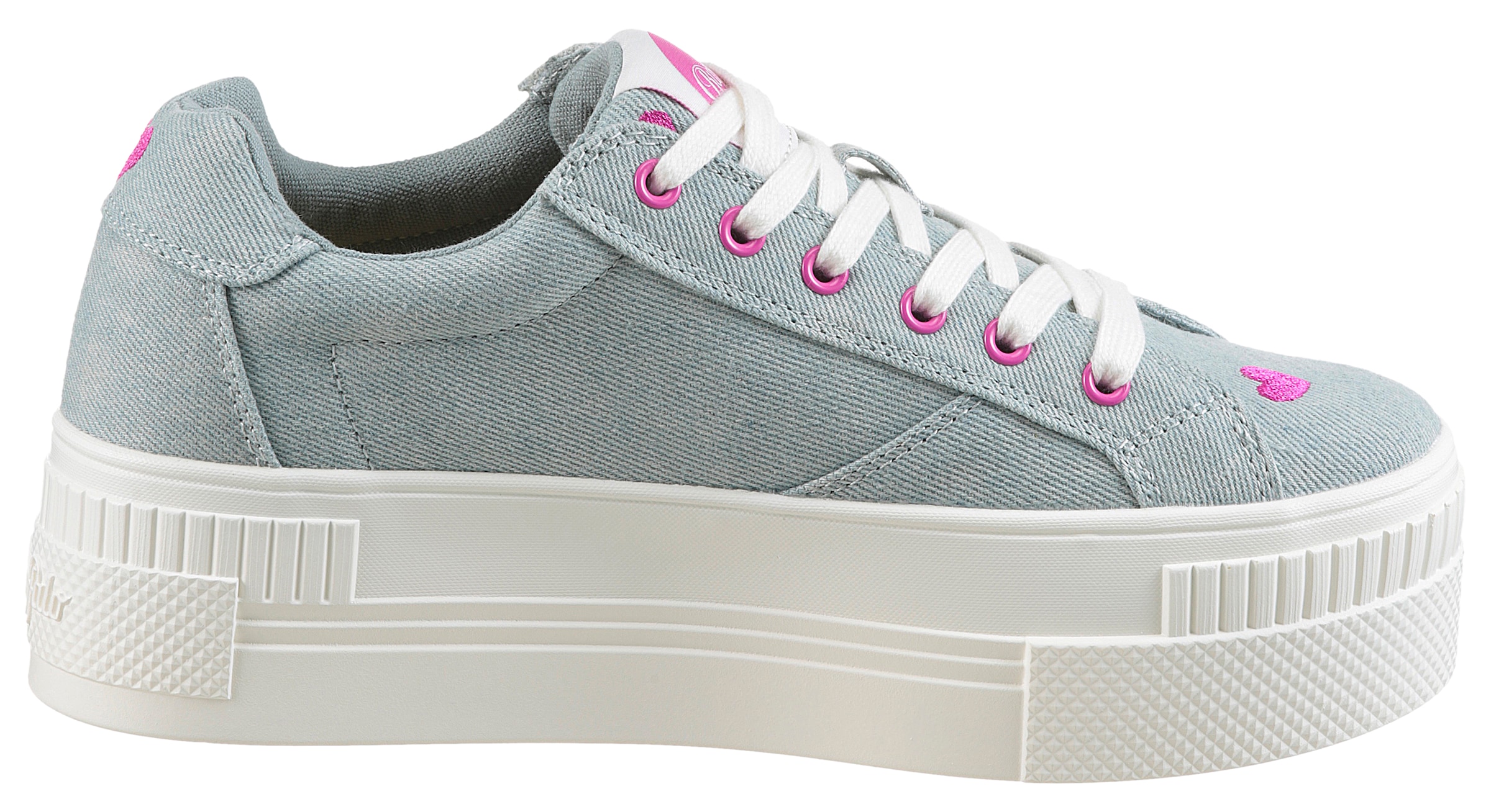 Buffalo Plateausneaker »PAIRED HEART«, Schnürschuh, Halbschuh, Freizeitschuh mit Herz-Stickerei