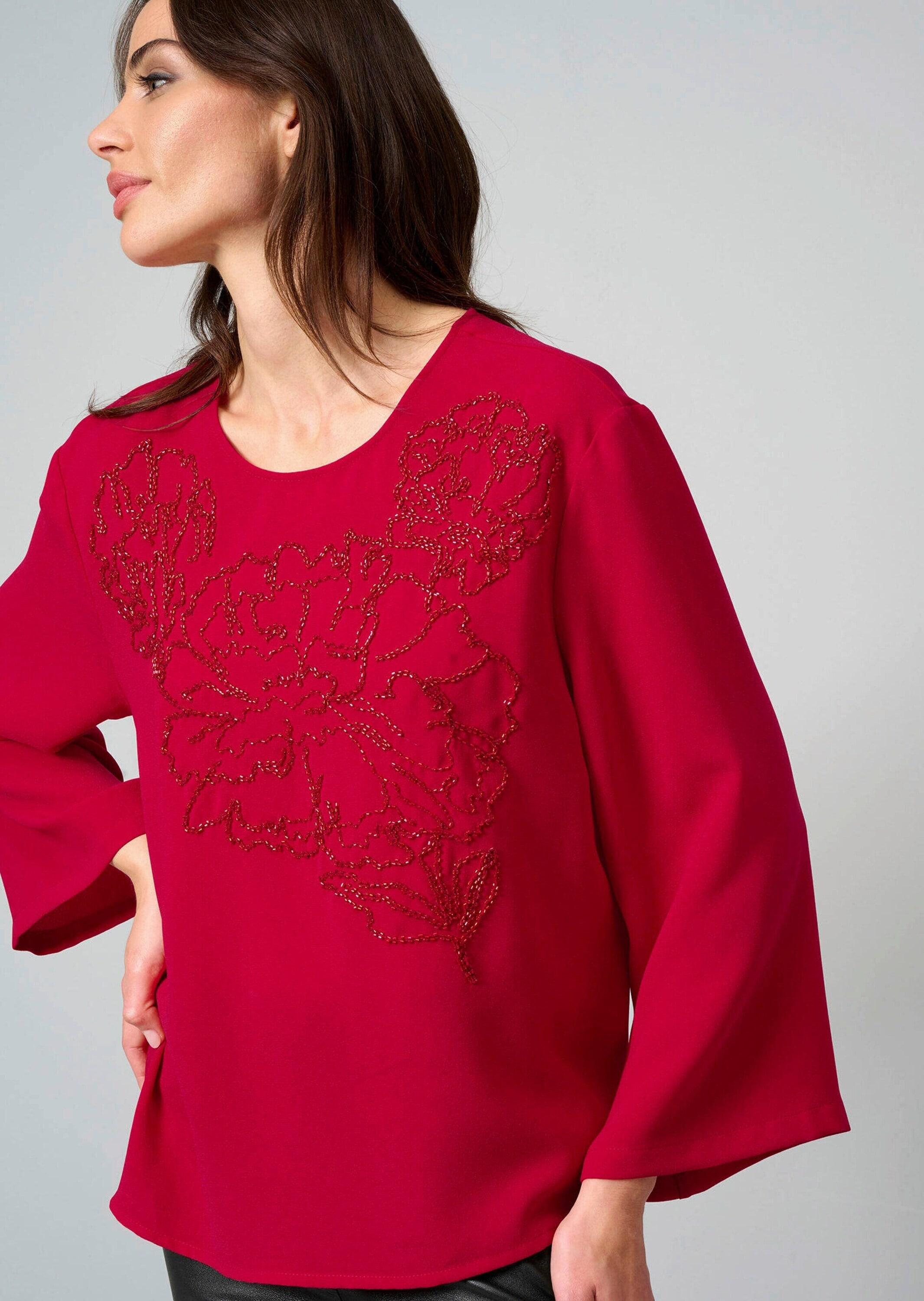 Alba Moda Schlupfbluse »Bluse Bluse mit Perlenmotiv«