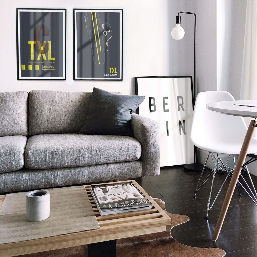 Wall-Art Poster »Wandbild TXL Grundriss Berlin«, Grundriss, (1 St.), Poster ohne Bilderrahmen