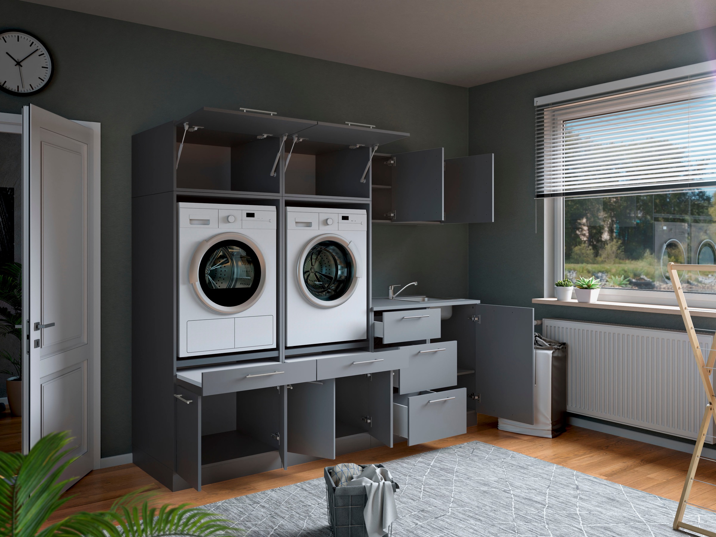 Laundreezy Mehrzweckschrank-Set »Laundreezy, 8-tlg. Mehrzweckschrank-Set B/H/T 236/200/68 cm« 8 Stk. tlg.