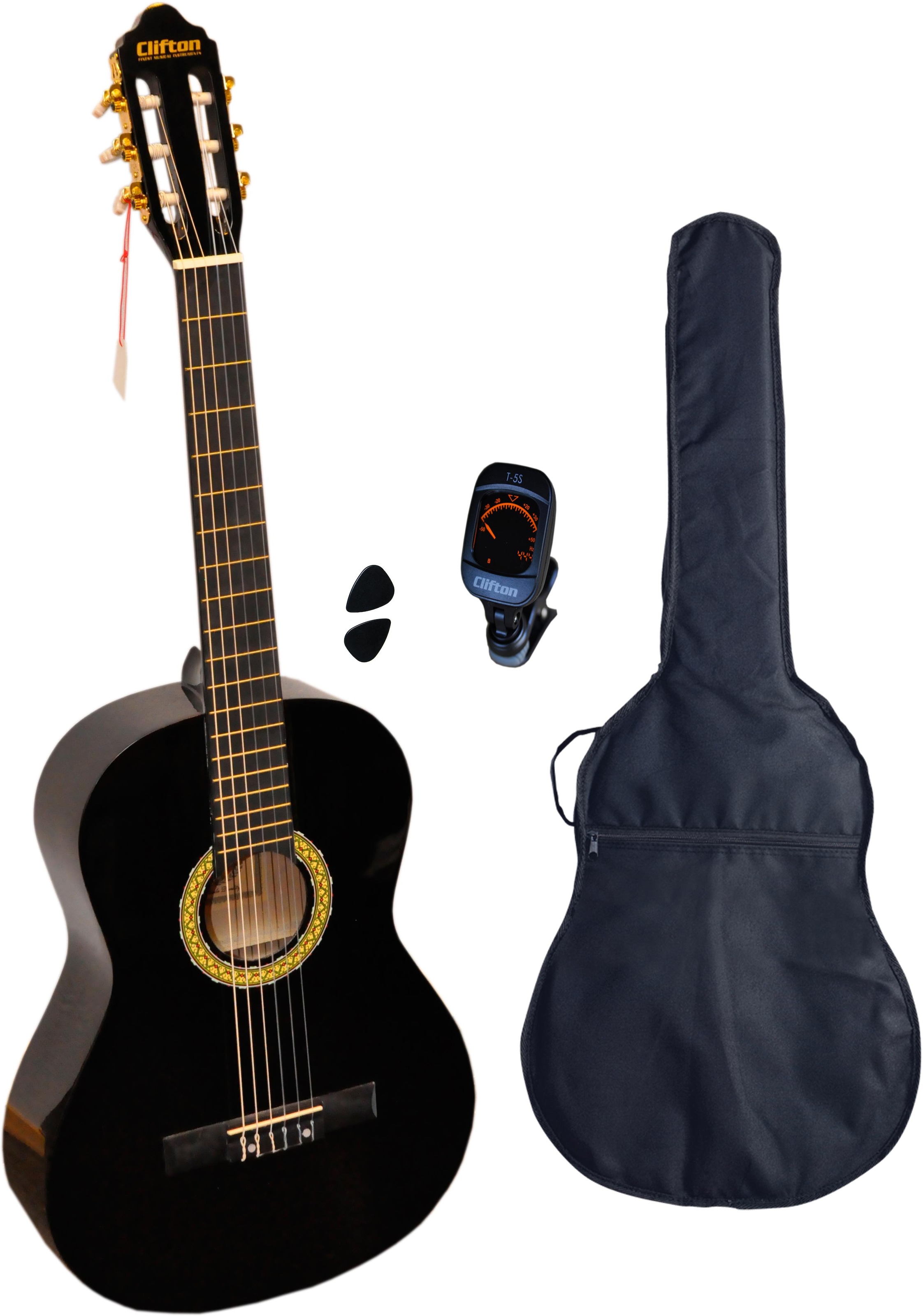 Clifton Konzertgitarre »Solo« Komplettset in schwarz, Größe 0