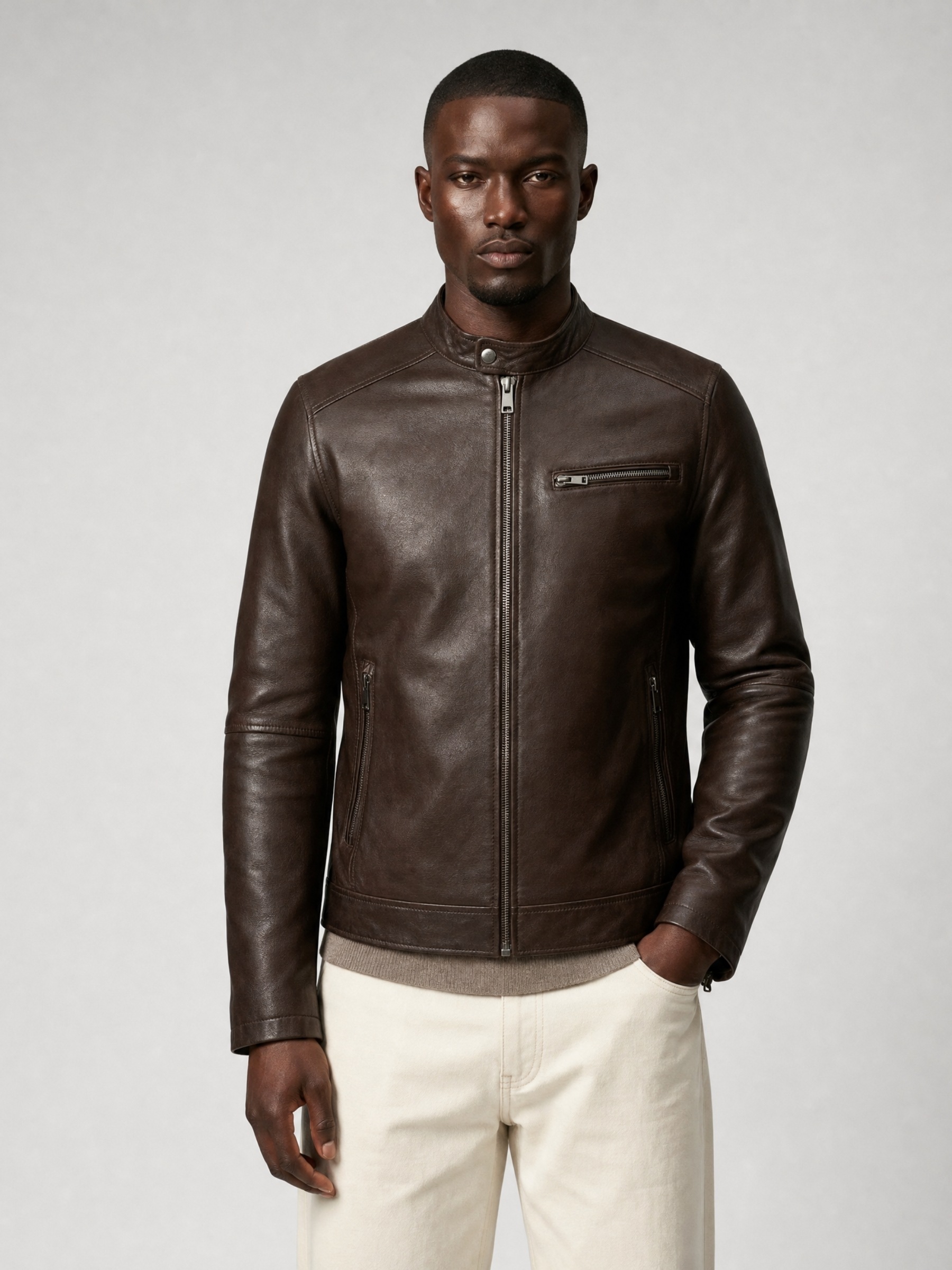 RICANO Lederjacke »Lederjacke Andre« ohne Kapuze Handgefertigt aus echtem Leder